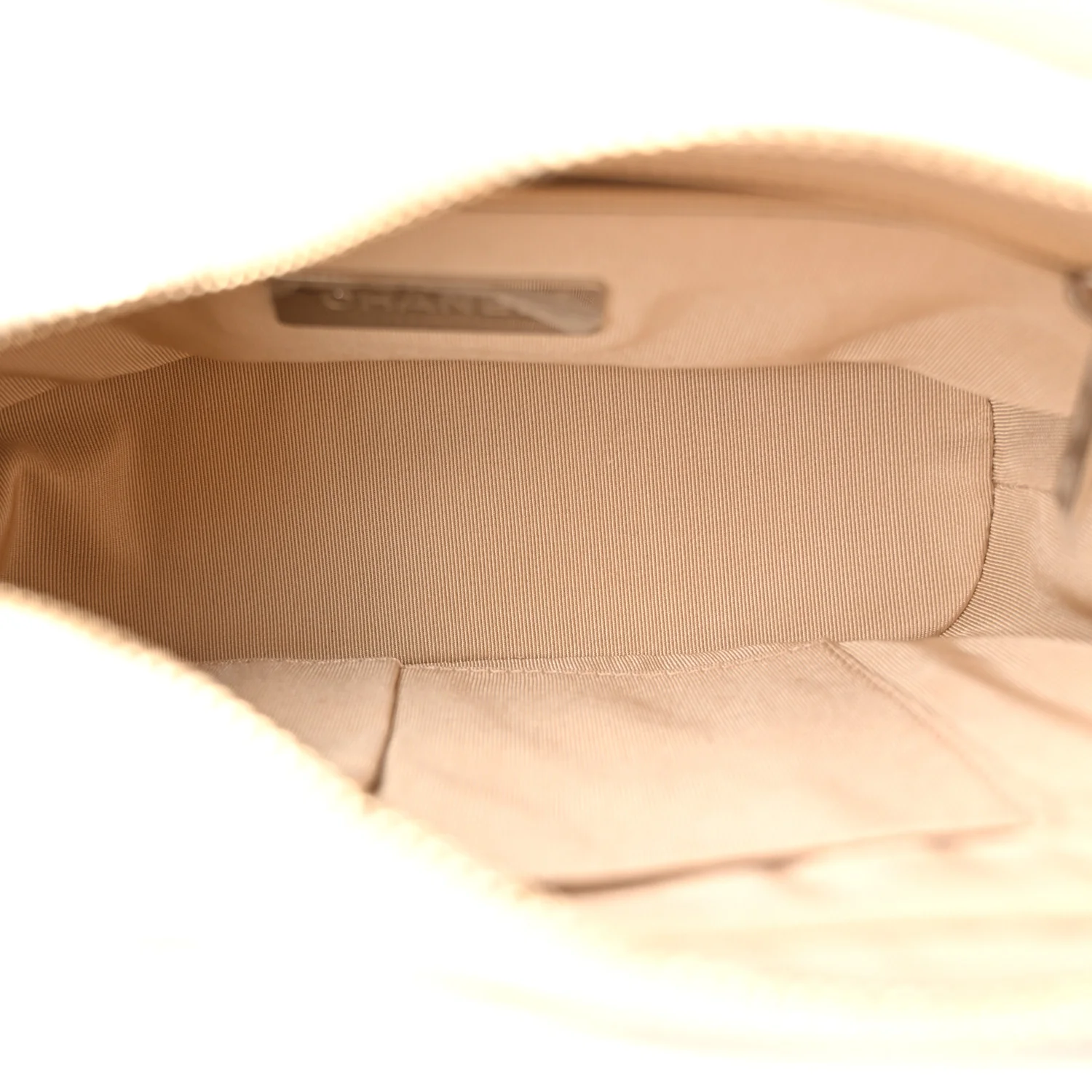 Iridescent Aged Calfskin Chevron Quilted Small Gabrielle Hobo White