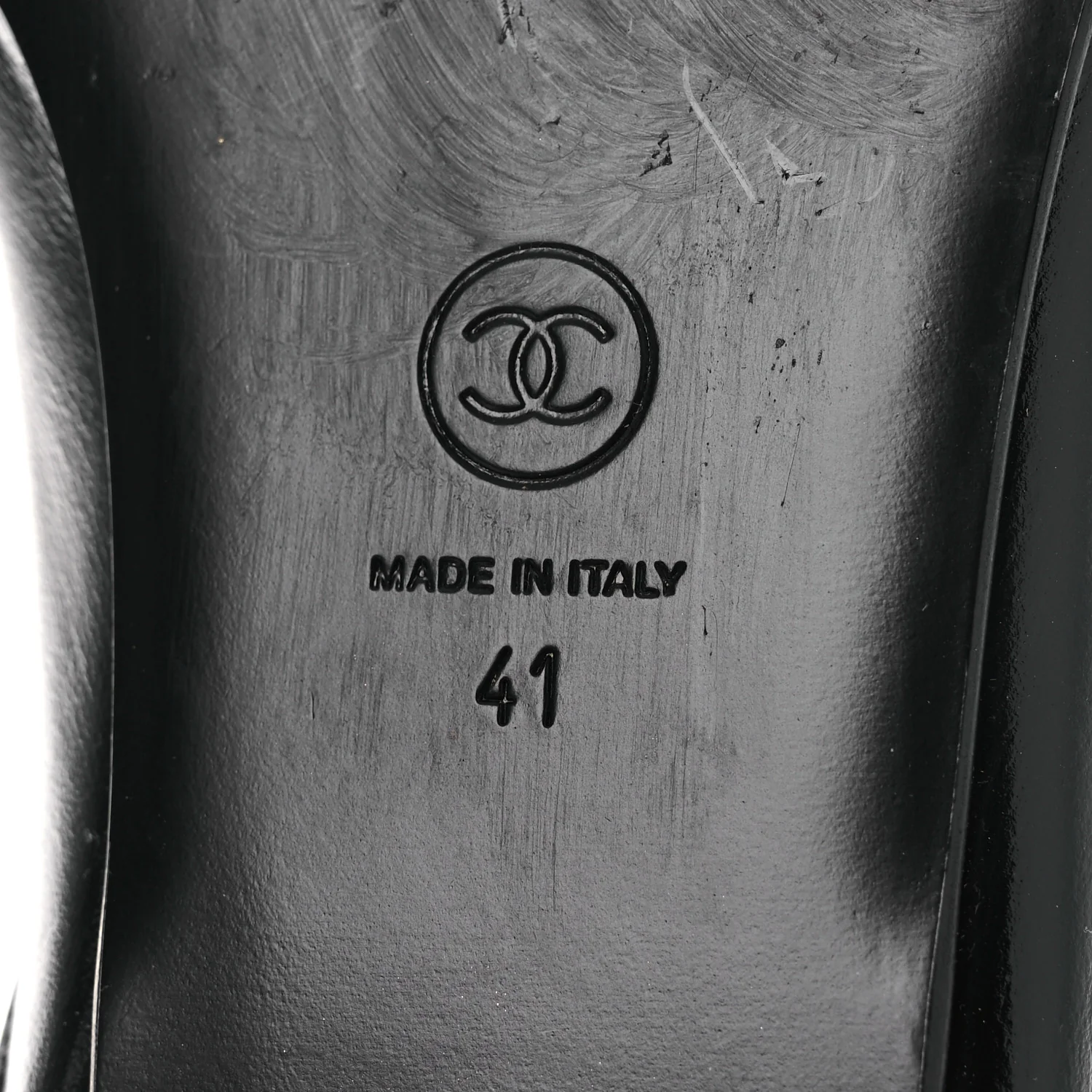 Shiny Calfskin Crystal CC Mules 41 Black