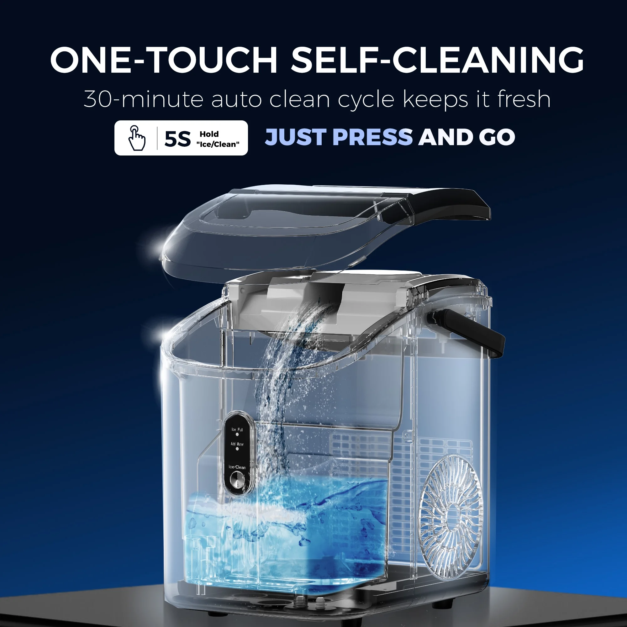 Nugget Ice Maker Countertop, 34 9lbs per Day Chewable Pebble Nugget Ice Machine with Touch Screen for Home, Kitchen, Office, Stainless Steel, Black(Black) Image 8
