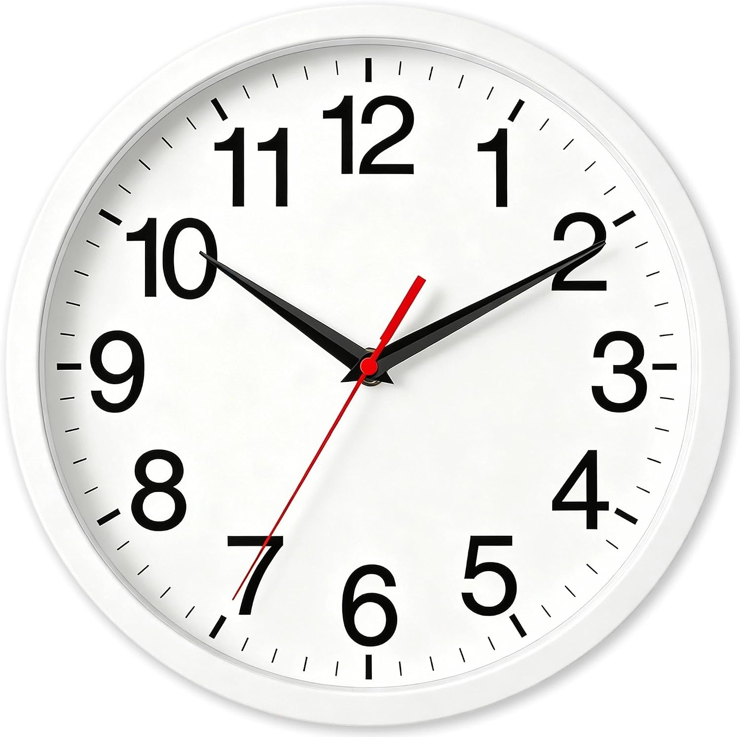 Rohioue Wall Clock Analog 8 Inch Black Battery Operated Silent Clock| Easy To Read, Non-Ticking, Round, Accurate, Kitchen, Living Room, Classroom, Office, School