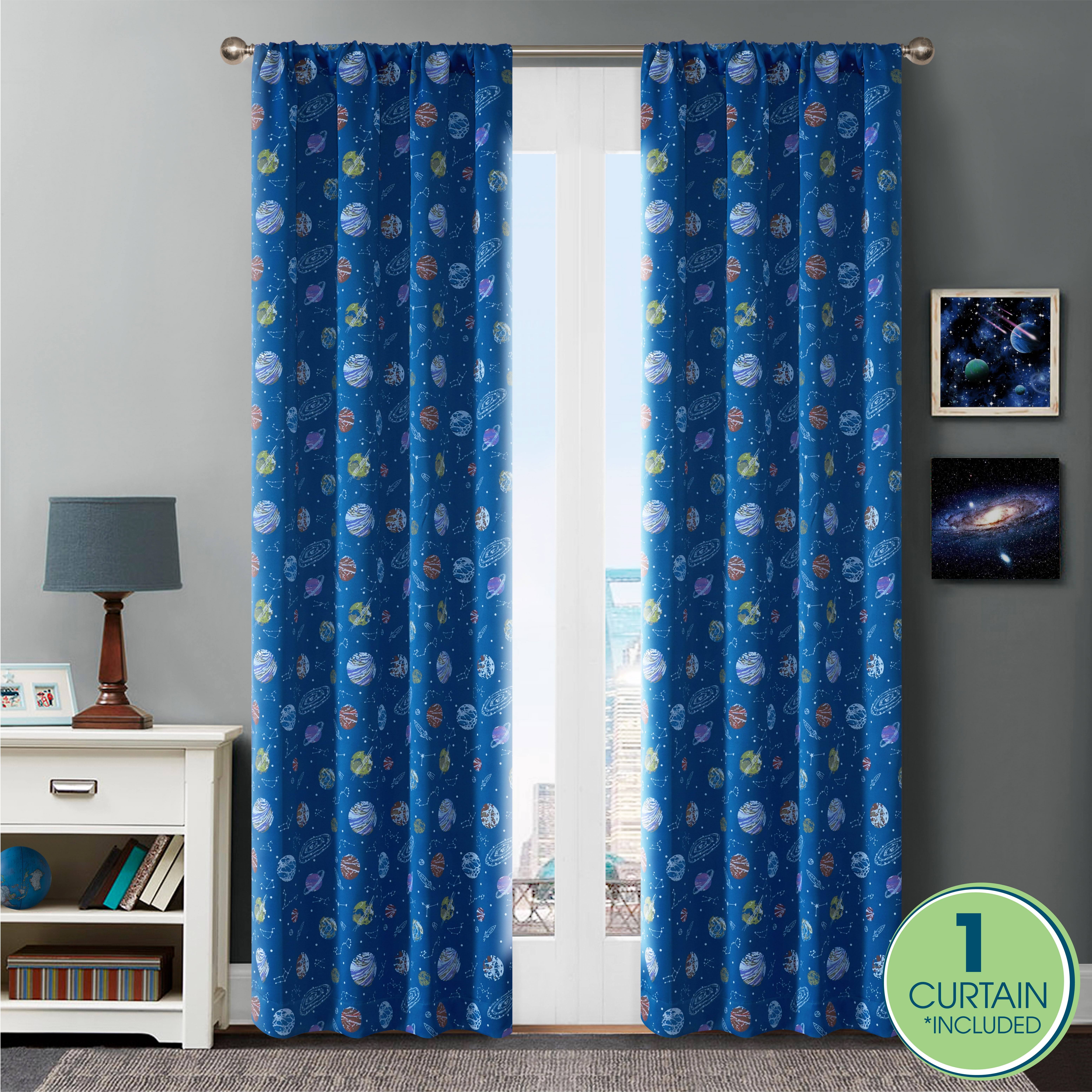 Your Zone Glow in The Dark Space Blackout Curtain Panel - Blue - 37 x 84 in
