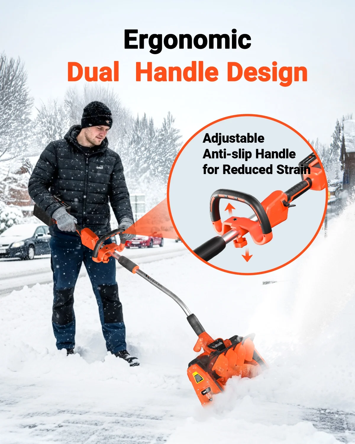 Cordless Snow Shovel, 48V | 13.5-inch Cordless Snow Blower, Battery Snow Blower with Directional Plate (2 * 24V Battery Dual Quick Charger Included) - Image 6