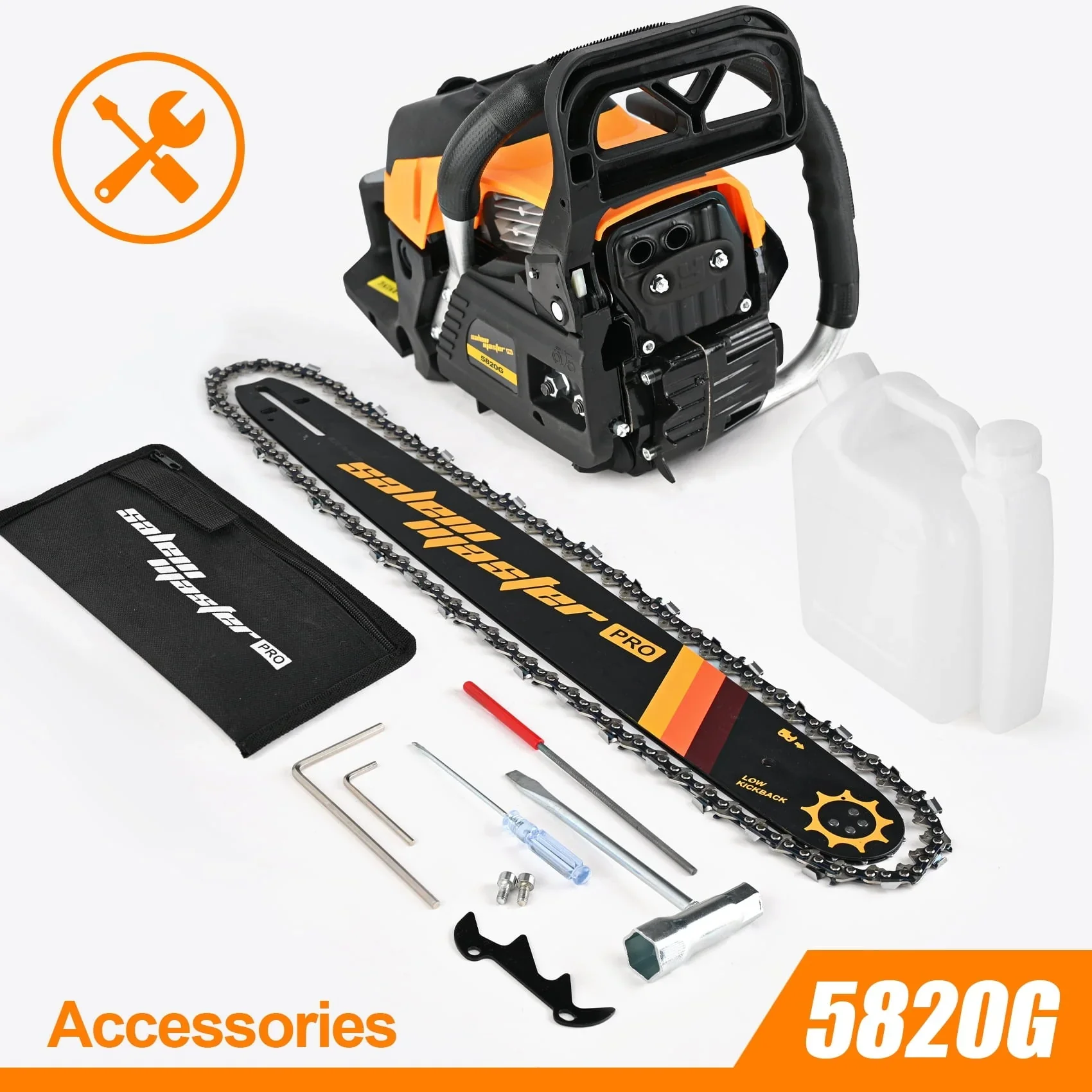 Gas Powered Chainsaw 16 in. 5820G 58CC 2-Stroke Chain Saw for Farm/Garden/Ranch