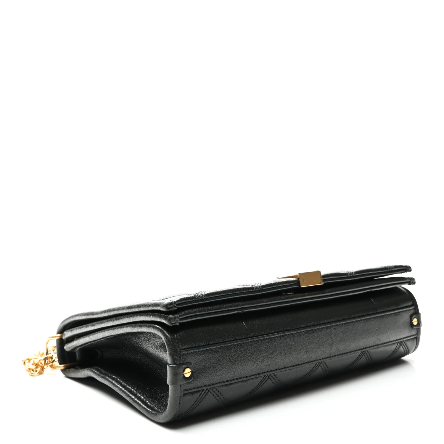 Lambskin Quilted Mini Becky Chain Bag Vert Fonce