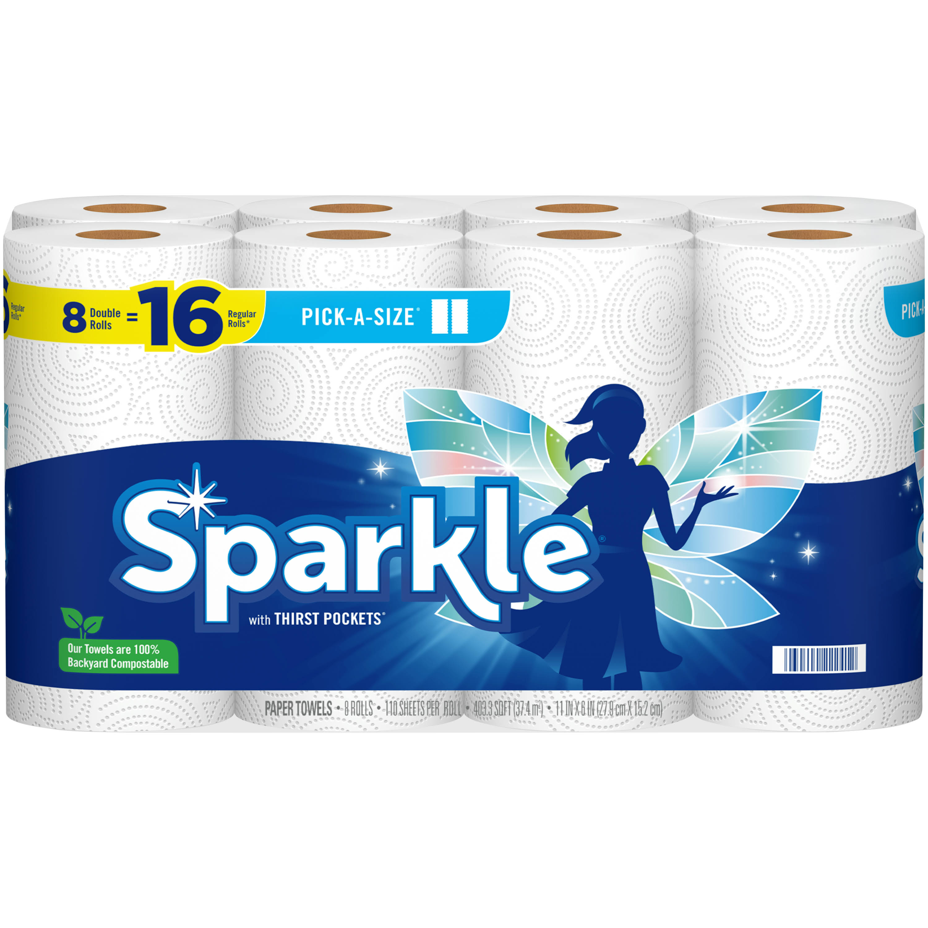Sparkle Pick-A-Size Paper Towels, Double Rolls - 8 rolls