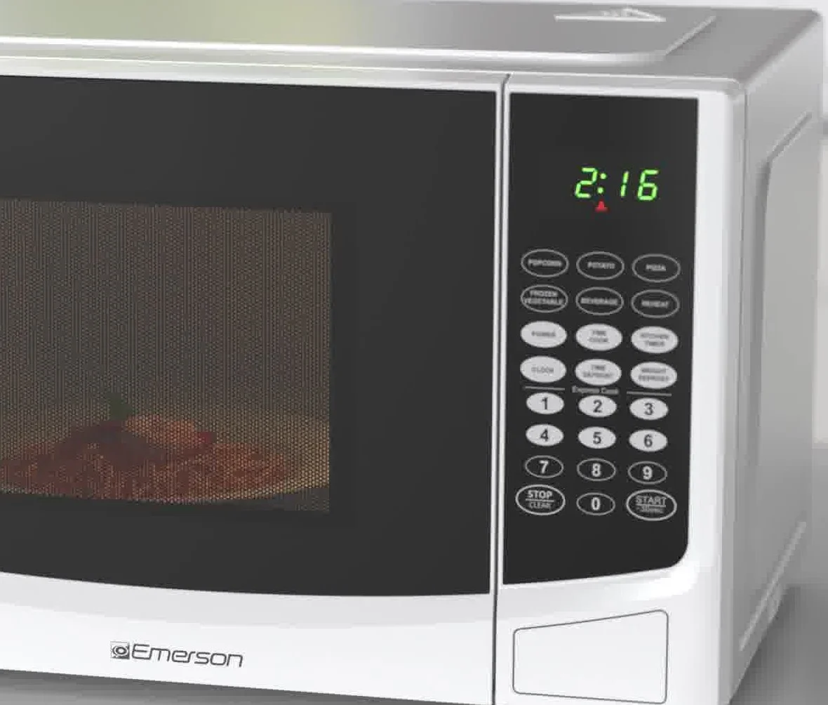 Emerson 0.9 Cu. Ft. 900 Watt, White Microwave Oven with Touch Control, MW9255W