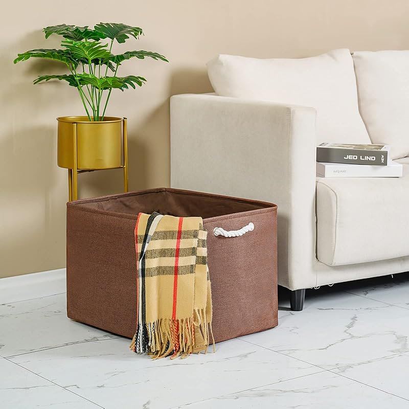 Storage Bins Baskets For Organizing, 20.5l×15.7w×13.8h 3 Pack Sturdy Fabric Storage Basket W/Handles, Decorative Foldable Storage Baskets For