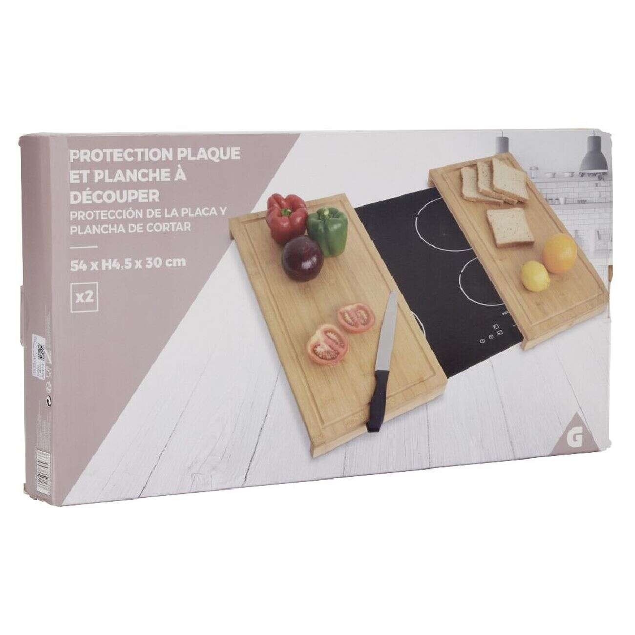 Protection plaque et planche à découper bois x2