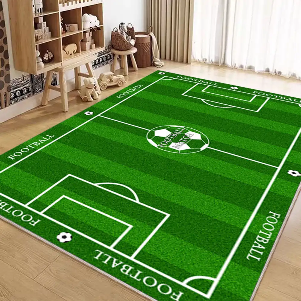 Football Field Pattern Scratch-Resistant Non-Slip Carpet