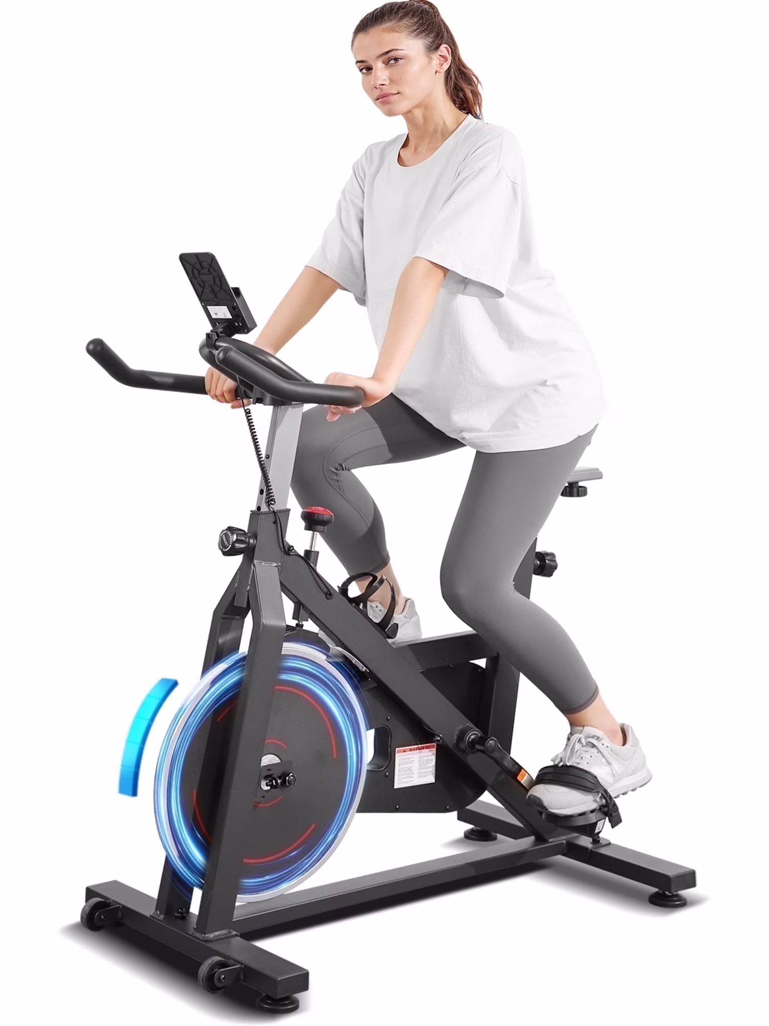 Naipo Exercise Bike Indoor Cycling Bike with 300 lb Big Seat Cushion for Home Cardio Leg Workout