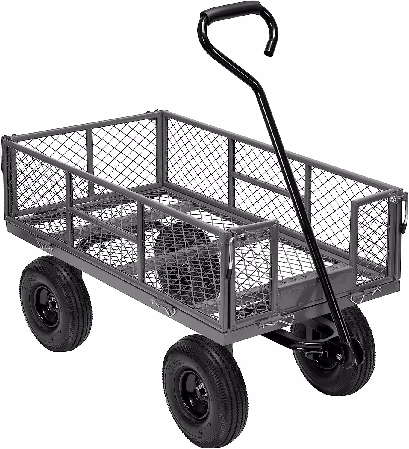 Mesh Steel Garden Cart 880 lbs Capacity, 38" x 21" Folding Utility Wagon with 10 Inch Wheels(Red) - Image 5