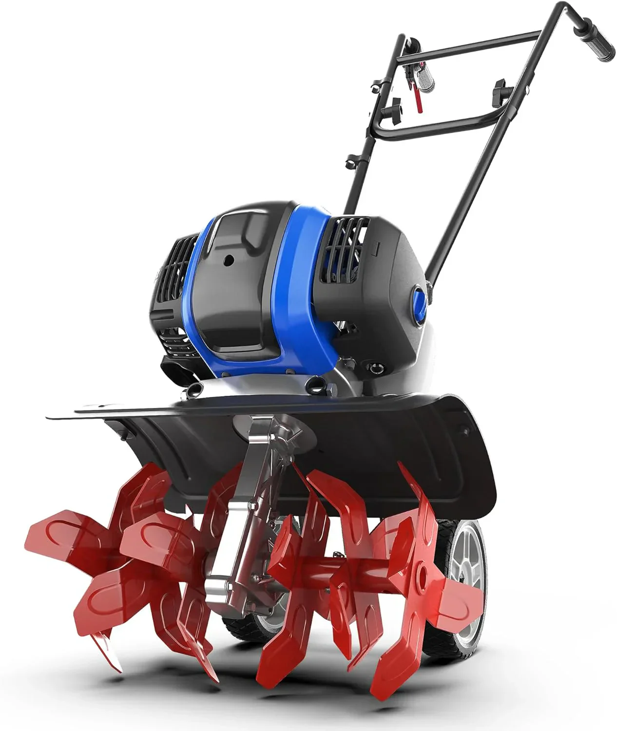 Motoculteur de jardin 53 cm3 Mini cultivateur 15 pouces avec tige de renfort relevable puissante