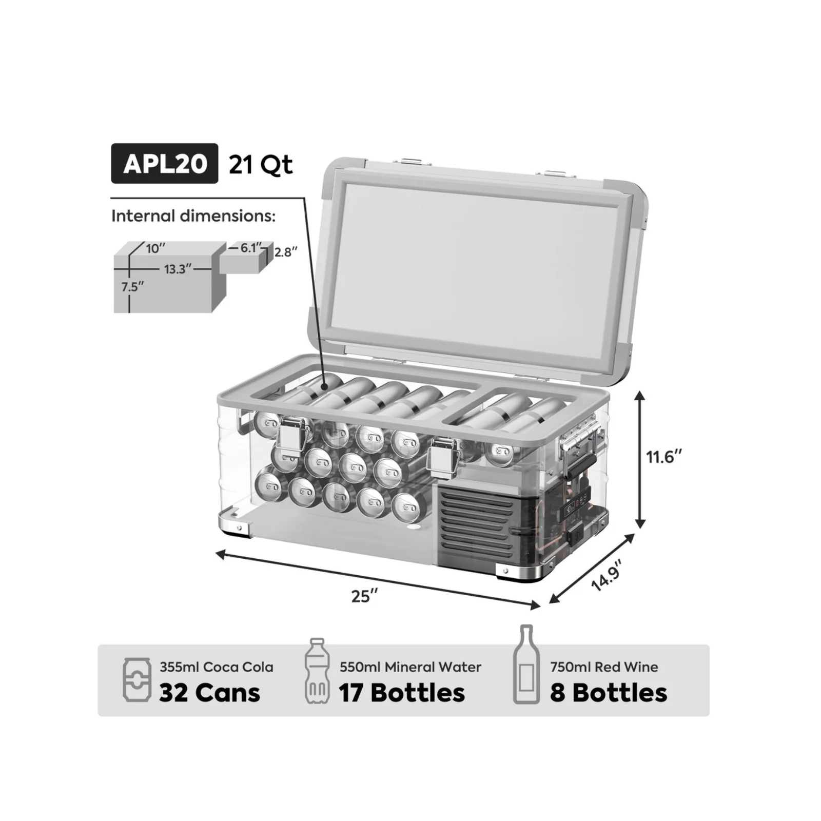 APL20 Light Duty Aluminum Silver Freezer Single Zone | ICECO | 20 LT