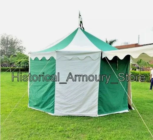 Medieval Round pavilion tent 3m White emerald green waterproof camping Tent Image 2