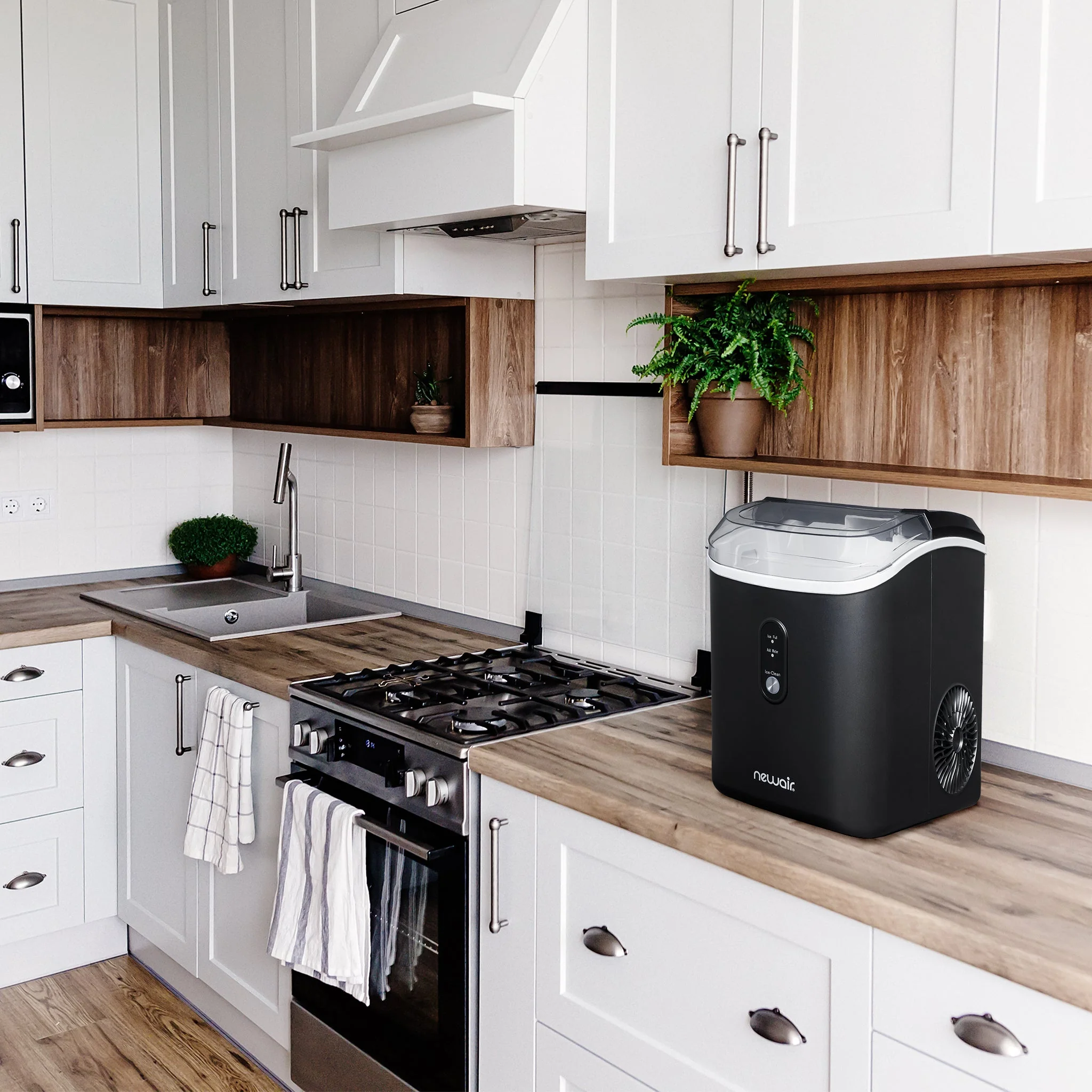 Newair Countertop Nugget Ice Maker in Matte Black or Stainless Steel, 26 lbs/Day
