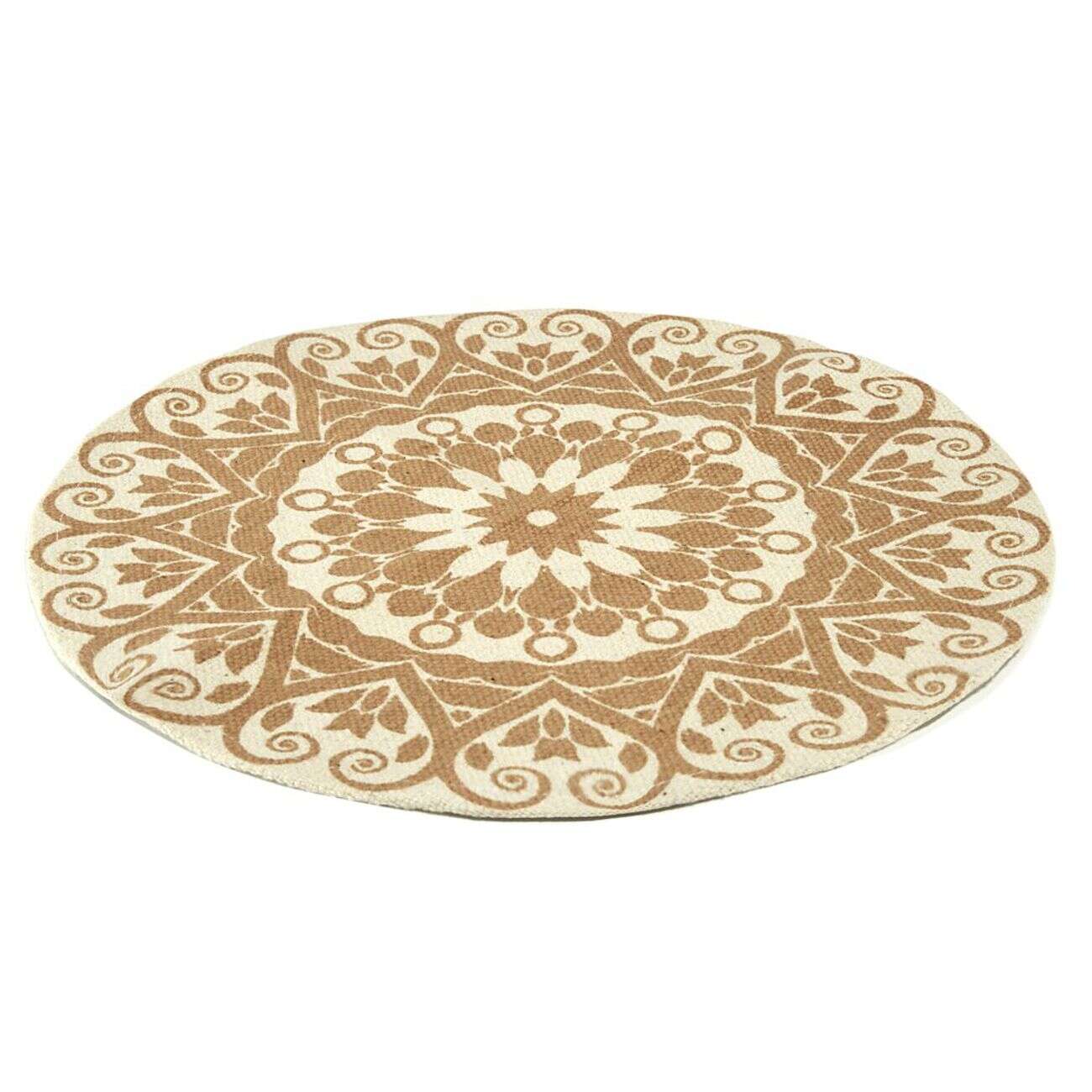 Set de table rond style oriental motif rosace beige Ø37cm