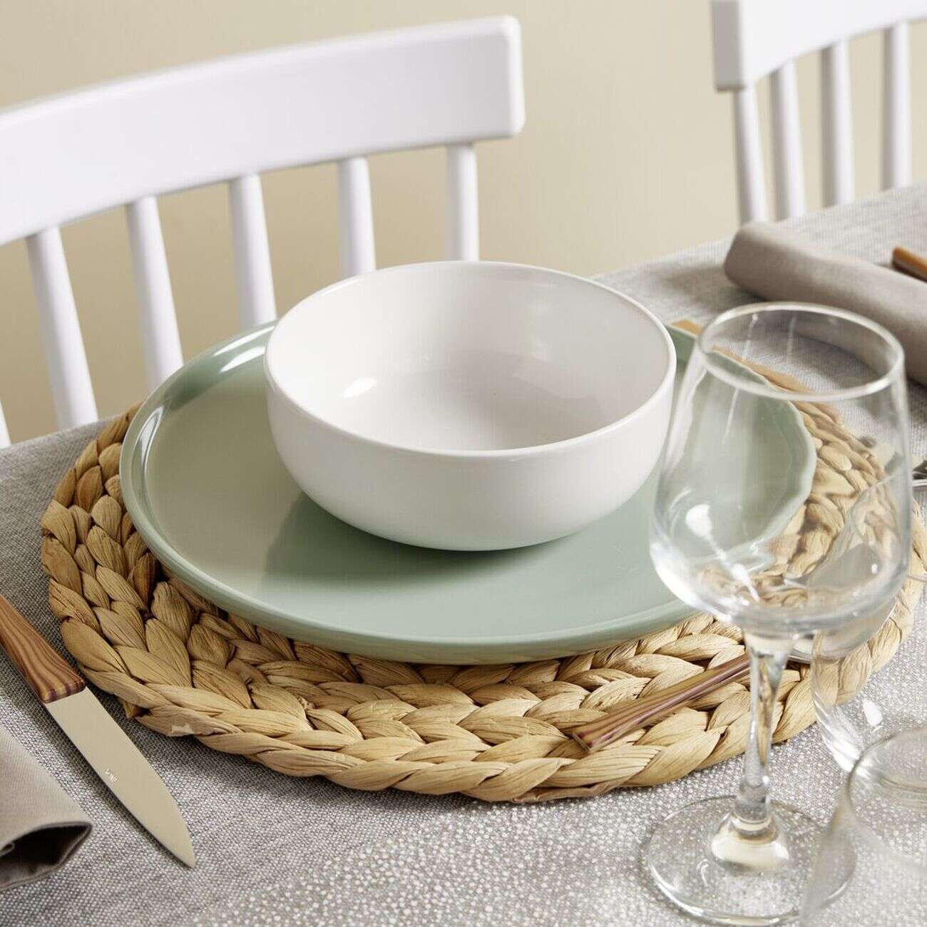 Assiette plate Oslo en grès vert Ø27cm