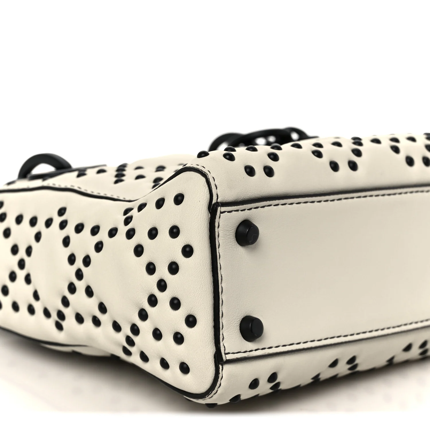 Ultra Matte Calfskin Studded Mini Supple Lady Dior White Black