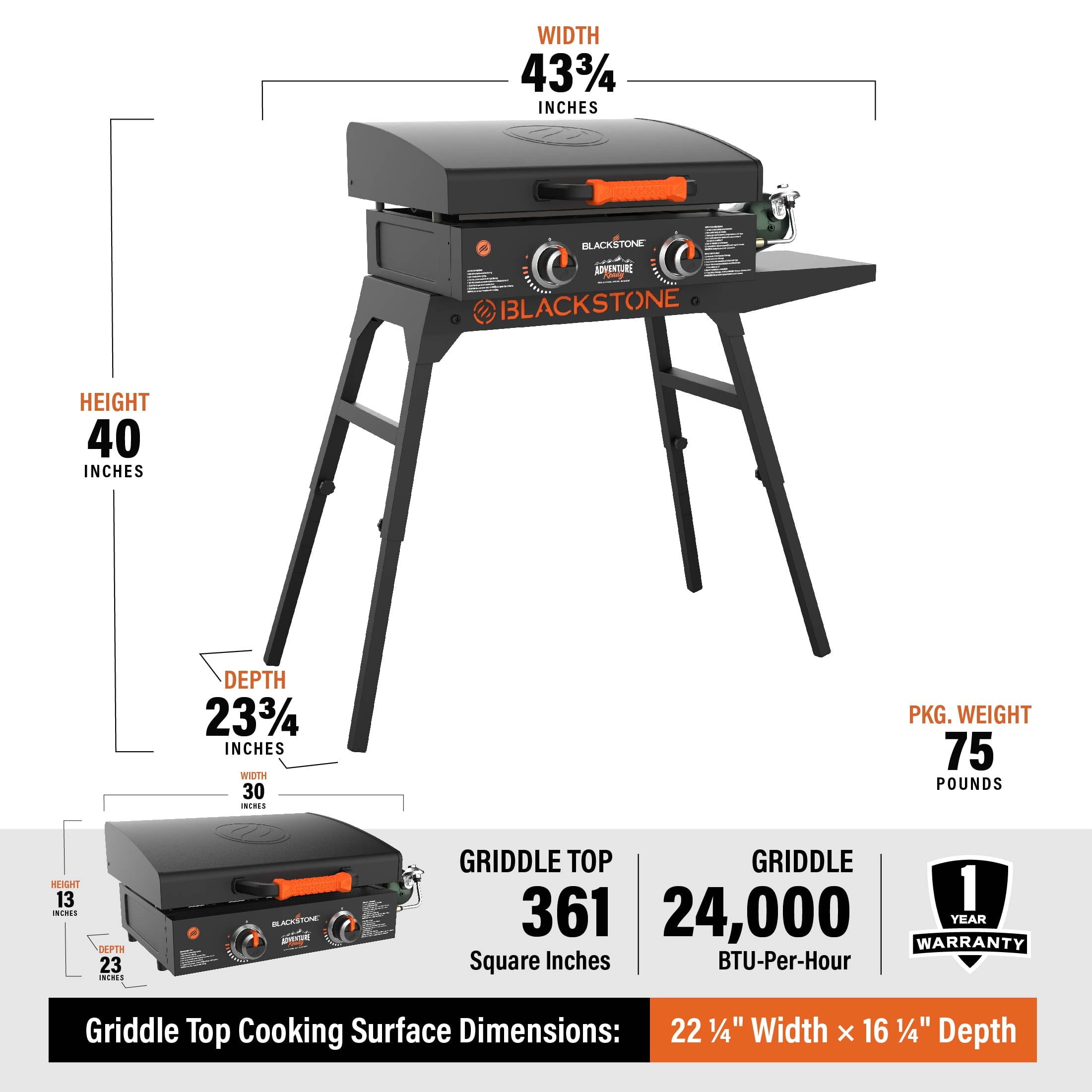 Adventure Ready 22 Griddle with Stand and Adapter Hose