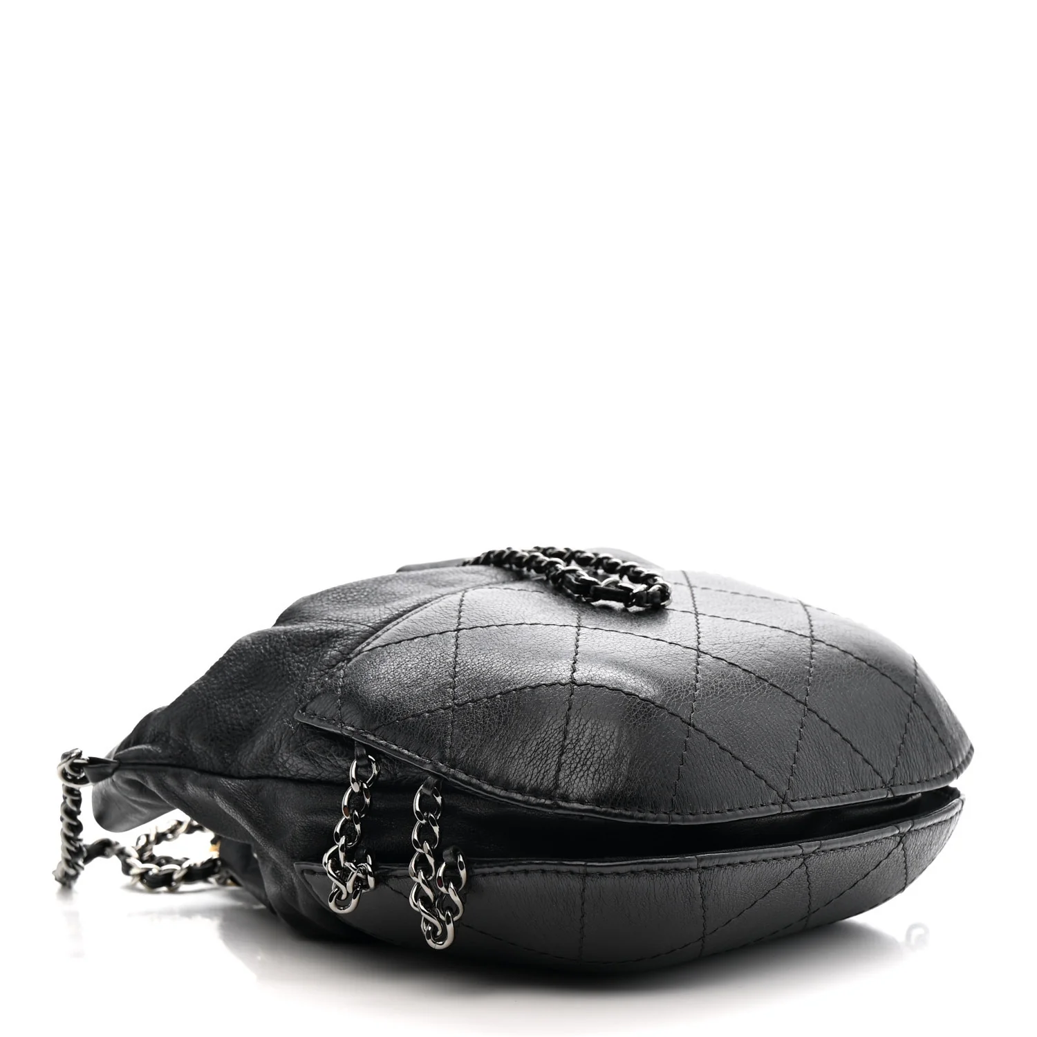 Calfskin Quilted Small Gabrielle Bucket Black