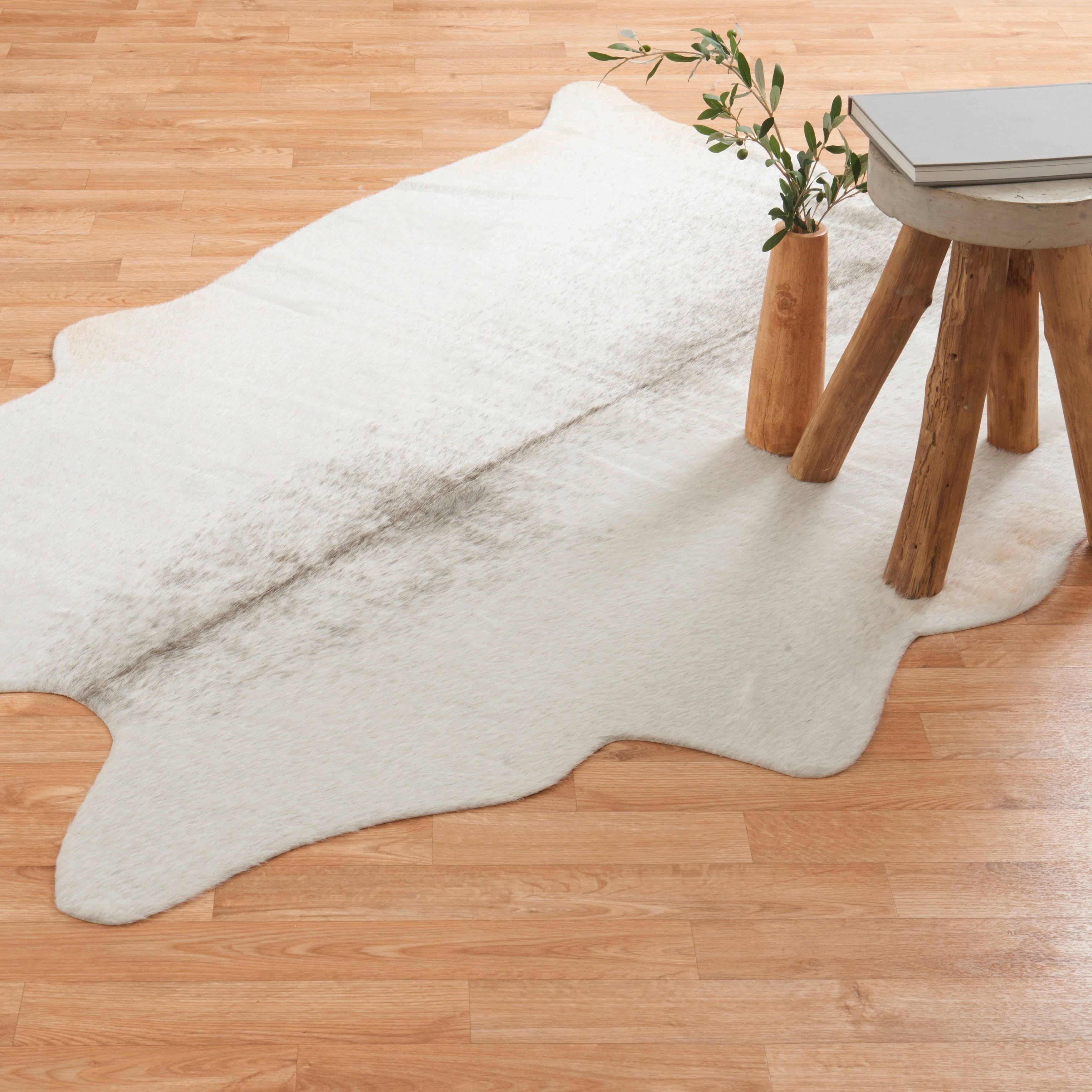 Faux Cowhide Silver Grey Area Rug, Silver Grey