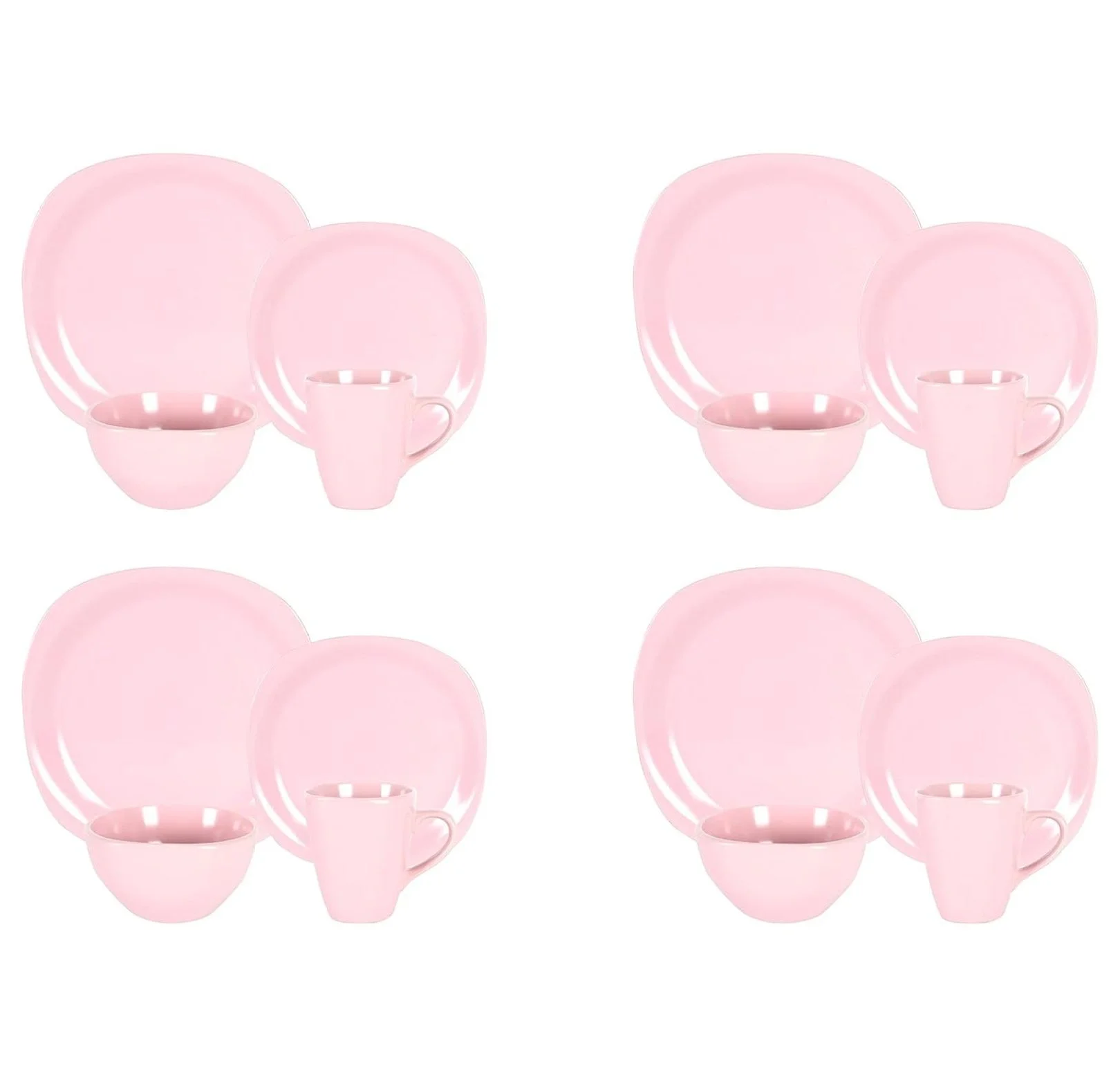 Stoneware Square 16pc Dinnerware Set, Matte Rosé