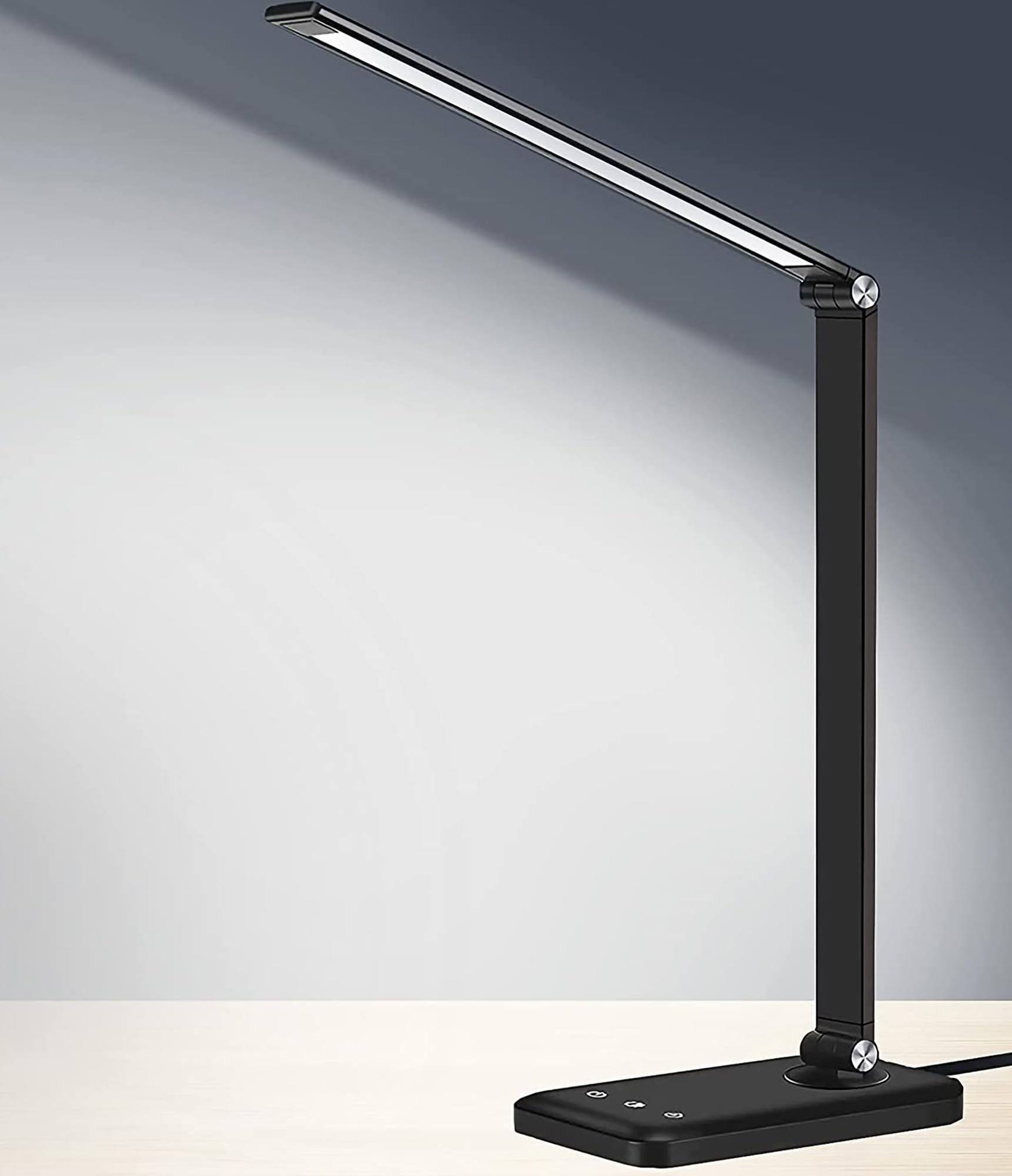 AFROG Multifunctional LED Desk Lamp with USB Charging Port, 5 Lighting Modes,5 Brightness Levels, Sensitive Control, 30/60 Min Auto Timer, Eye-Caring