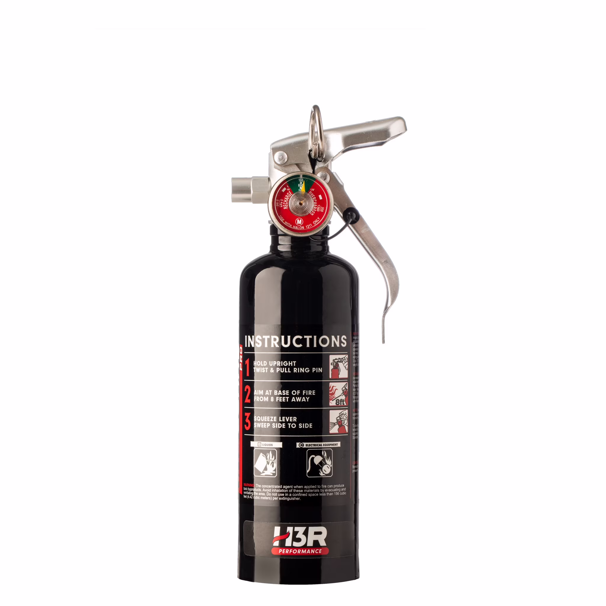 HalGuard PRO Halon Clean Agent Car Fire Extinguisher 1.25 lb. Black(Black)