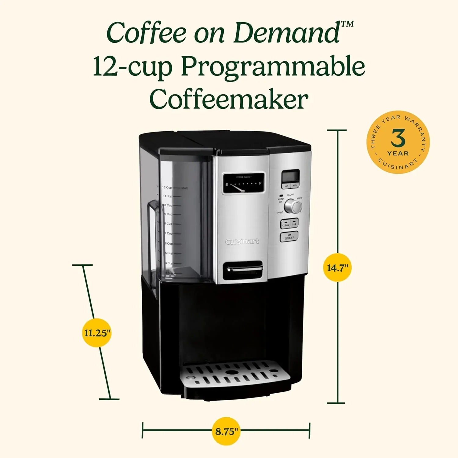 Cafetière Cuisinart 12 tasses à filtre programmable DCC-3000P1