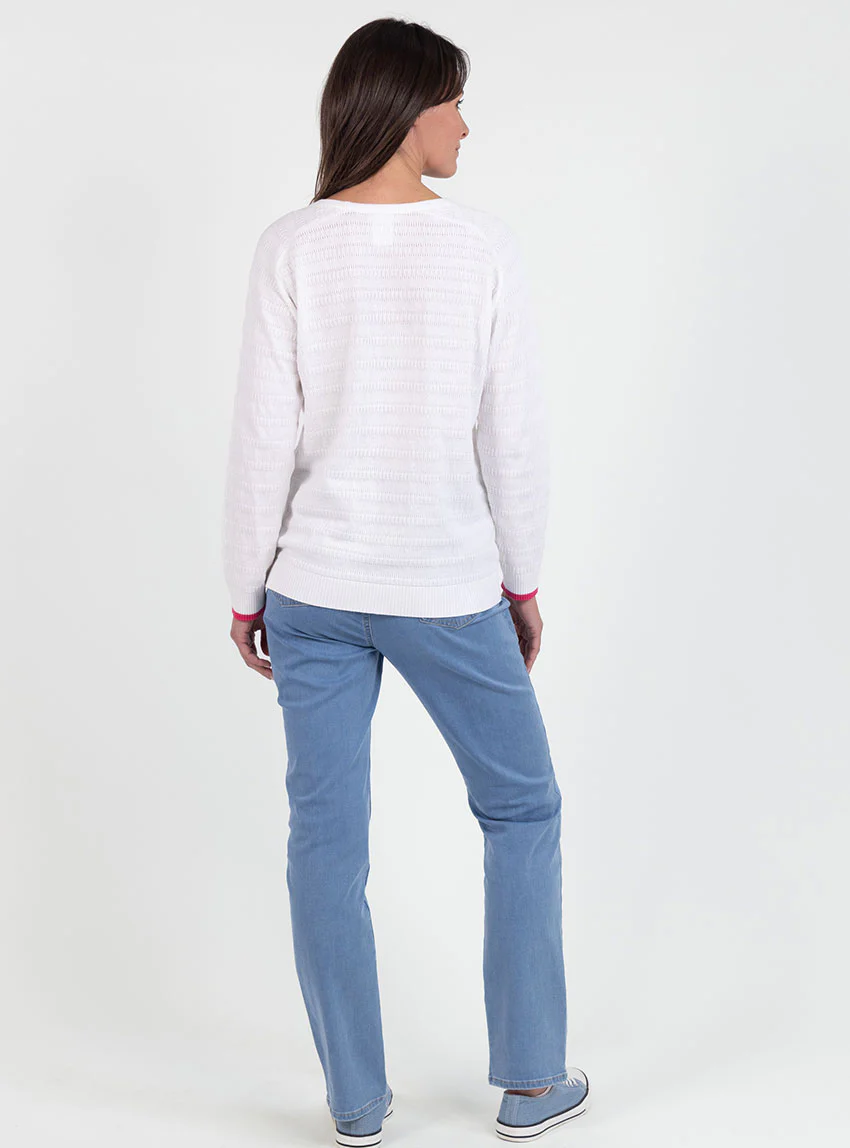 Pull femme esprit sweat en coton blanc