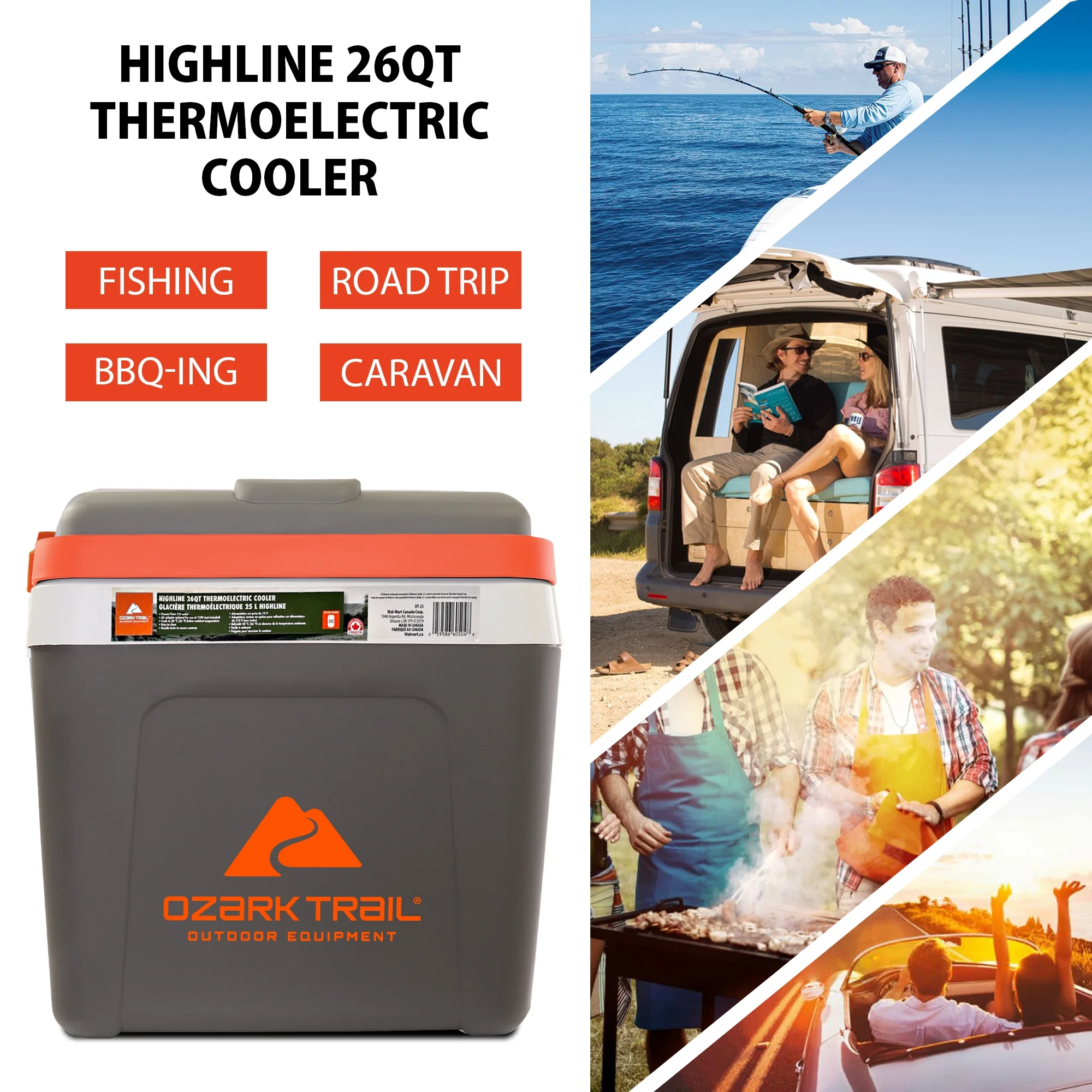 26QT electric Cooler 12V Portable Travel Beach Camping Picnic Insulated Cooler 30 Cans Iceless 24L, Grey Image 8