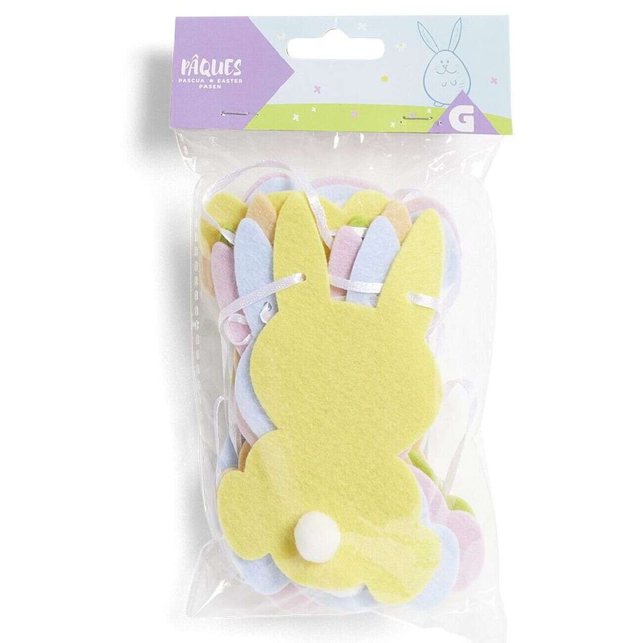 Guirlande de Pâques lapins en feutre avec pompons