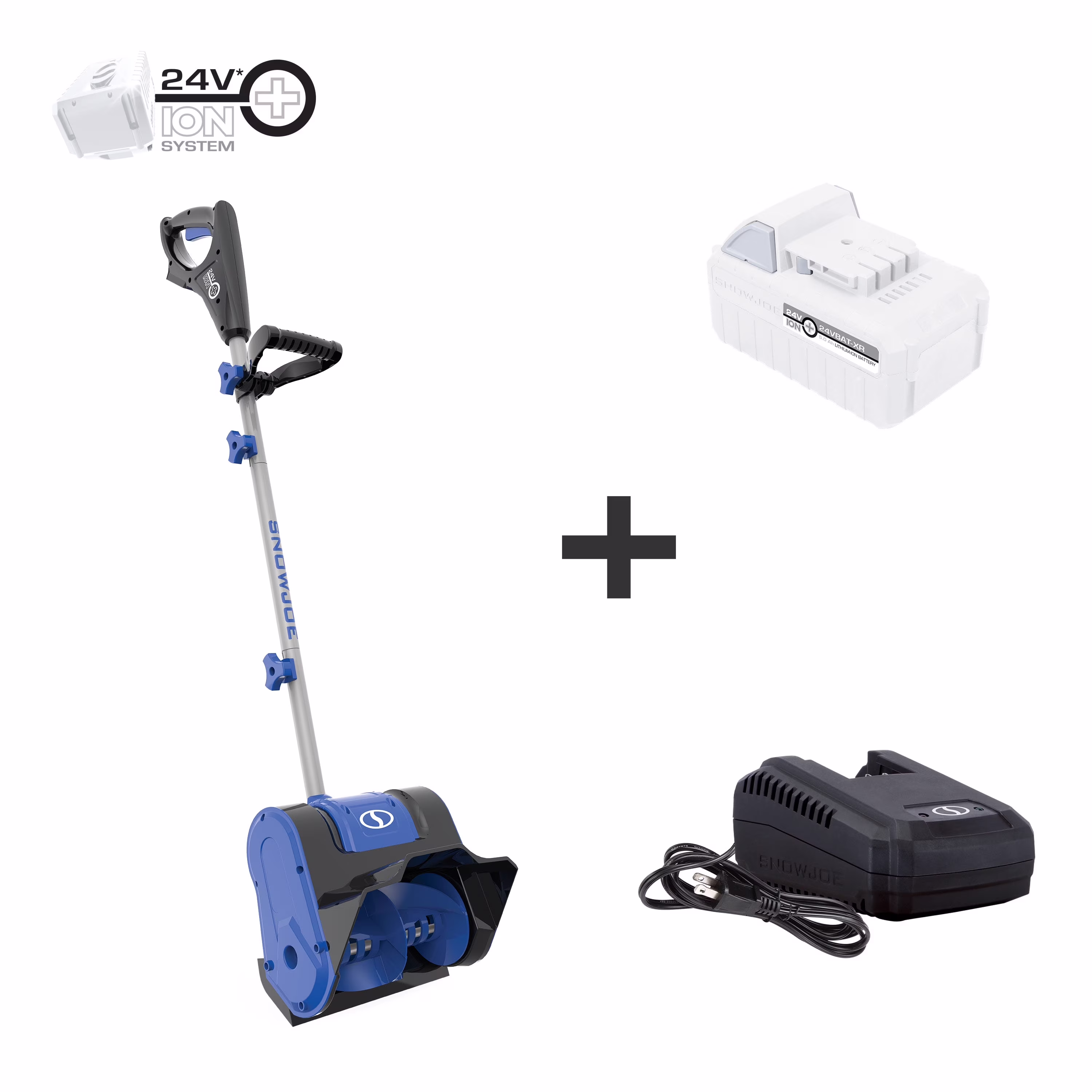 24V 10-inch Cordless Snow Shovel, 5.0-Ah Battery Charger(Blue)