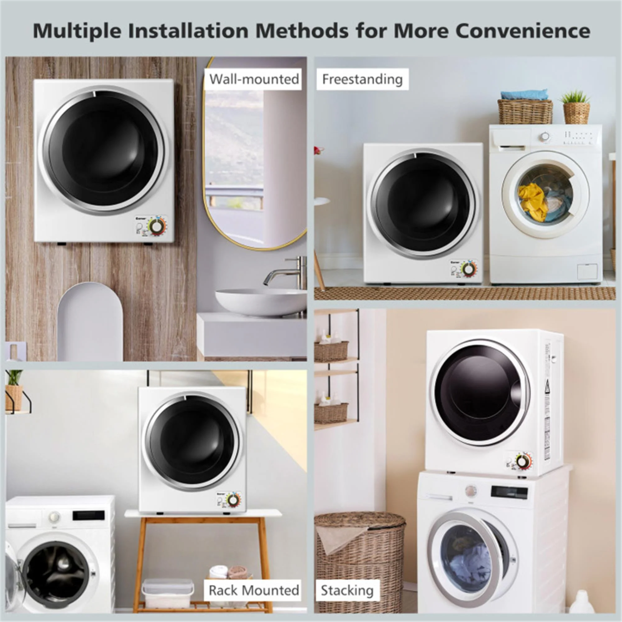 850W Compact Portable Clothes Dryer 10 lbs Wet Capacity, 5.5 lbs Dry Load, Quiet Design ( - Image 5