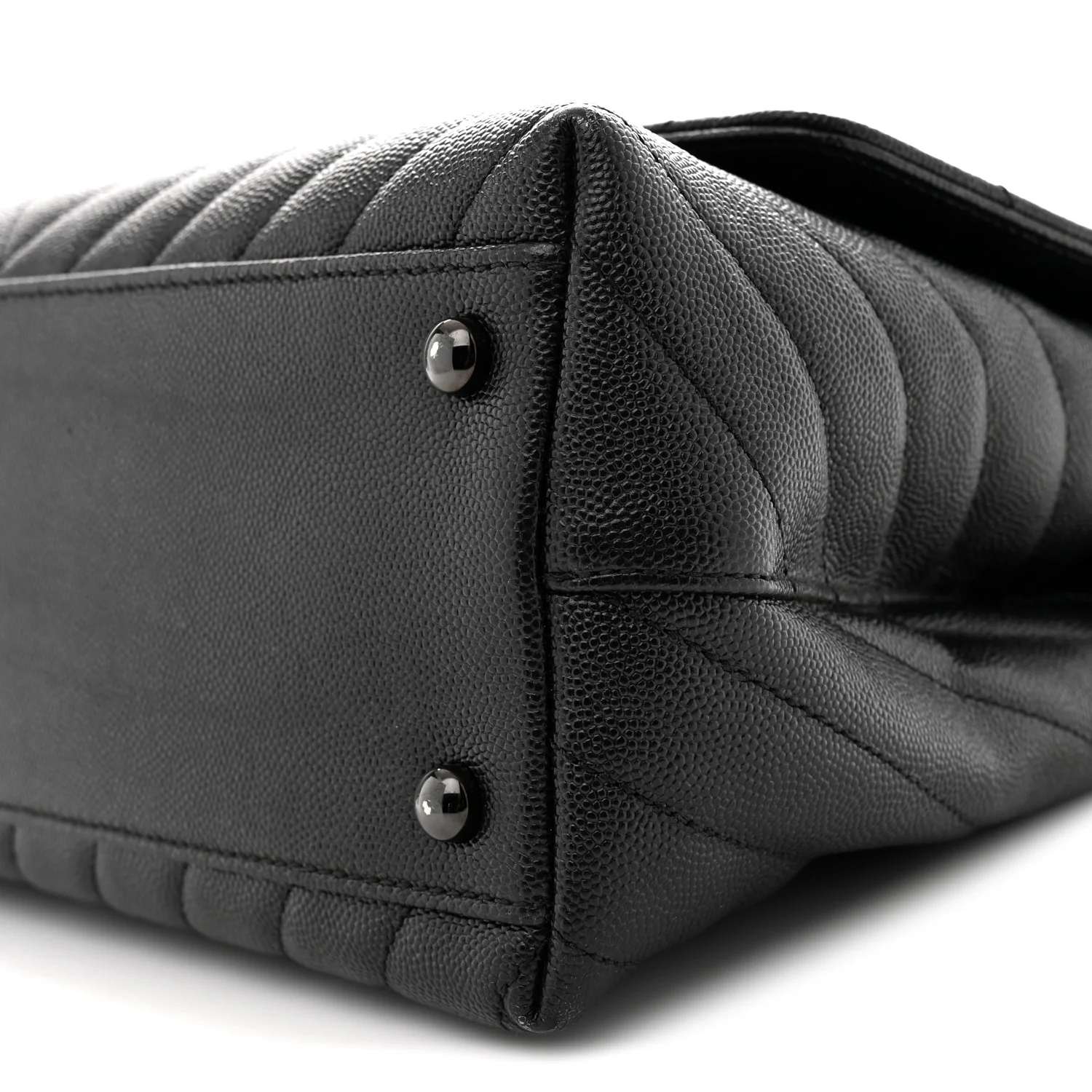 Caviar Chevron Quilted Small Coco Handle Flap So Black