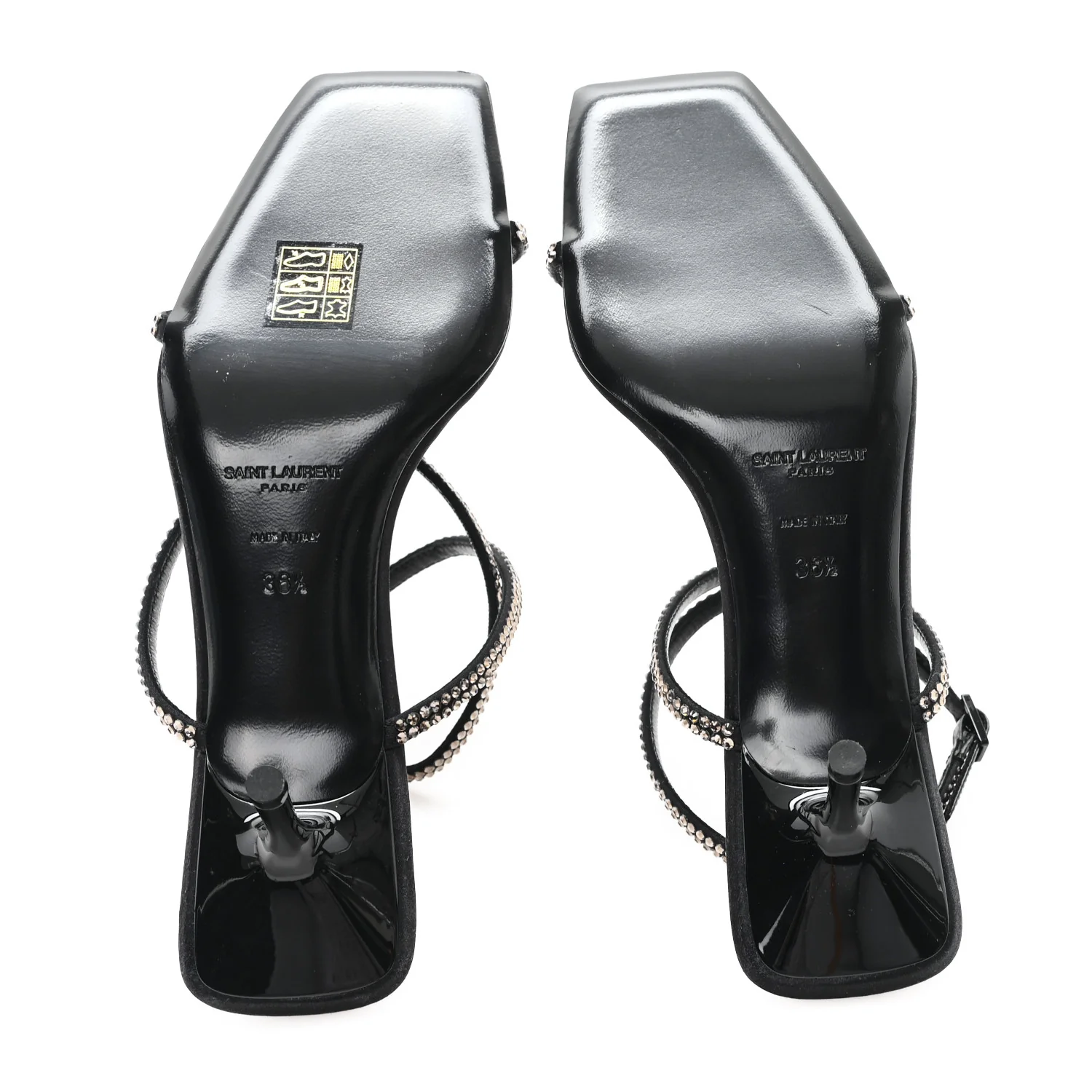Crepe Satin Baliqua 55 Vett Ankle Strap Sandals 36.5 Black