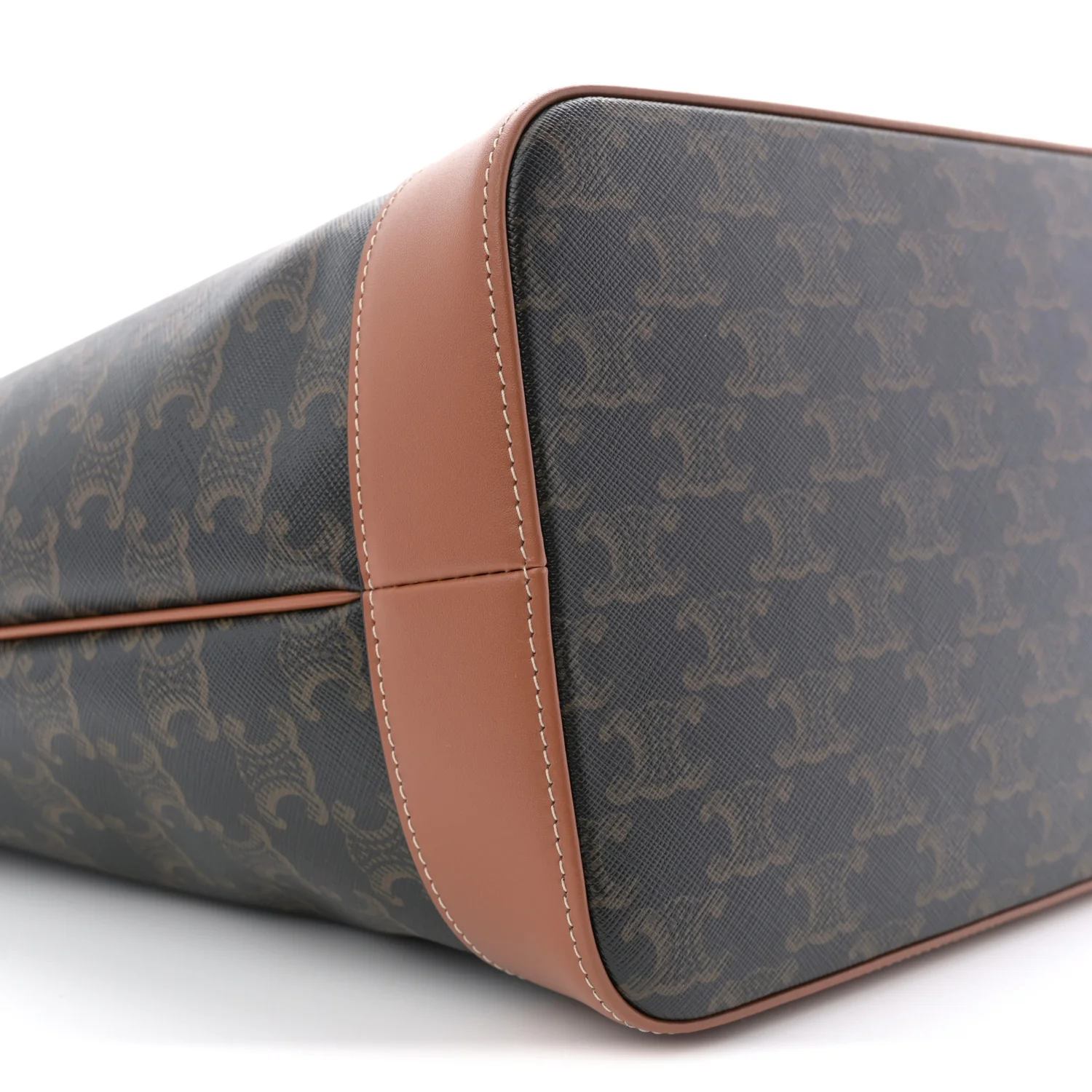 Triomphe Canvas Calfskin Medium Cabas Bag Tan