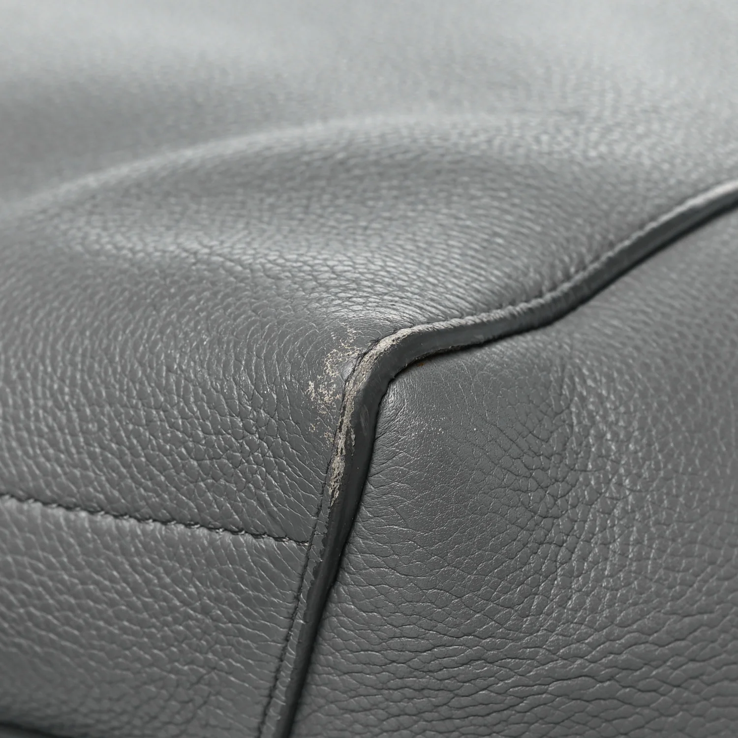 Soft Grained Calfskin Sangle Bucket Bag Grey