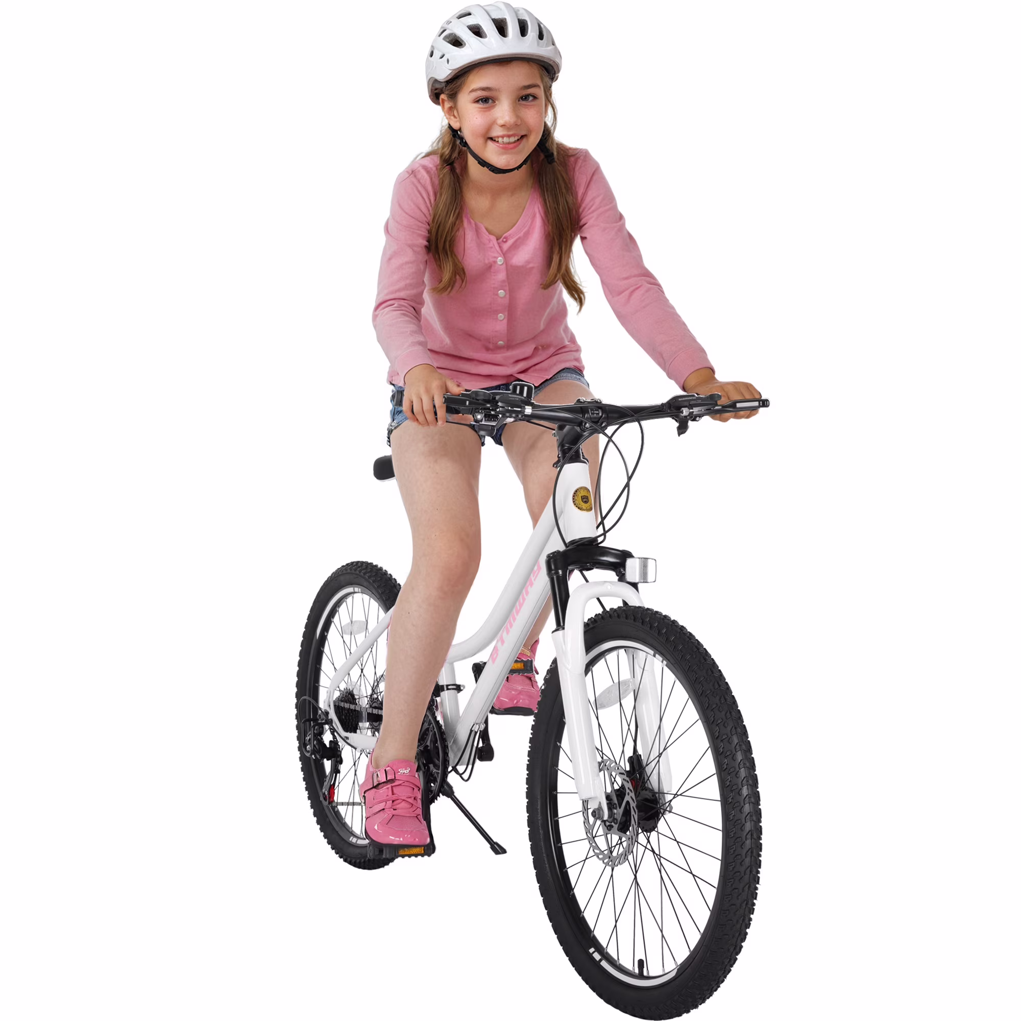 iRerts 24 Inch Mountain Bike, Shimano 21 Speed Mens Mountain Bike, Gear MTB Mens Bicycle with Dual Disc Brakes and Front Suspension, Pink