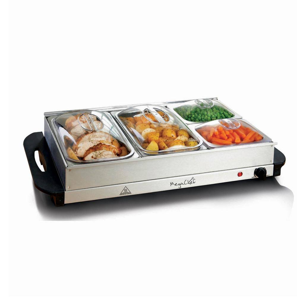 MegaChef Buffet Server & Food Warmer With 4 Removable Sectional Heated Warming Trays