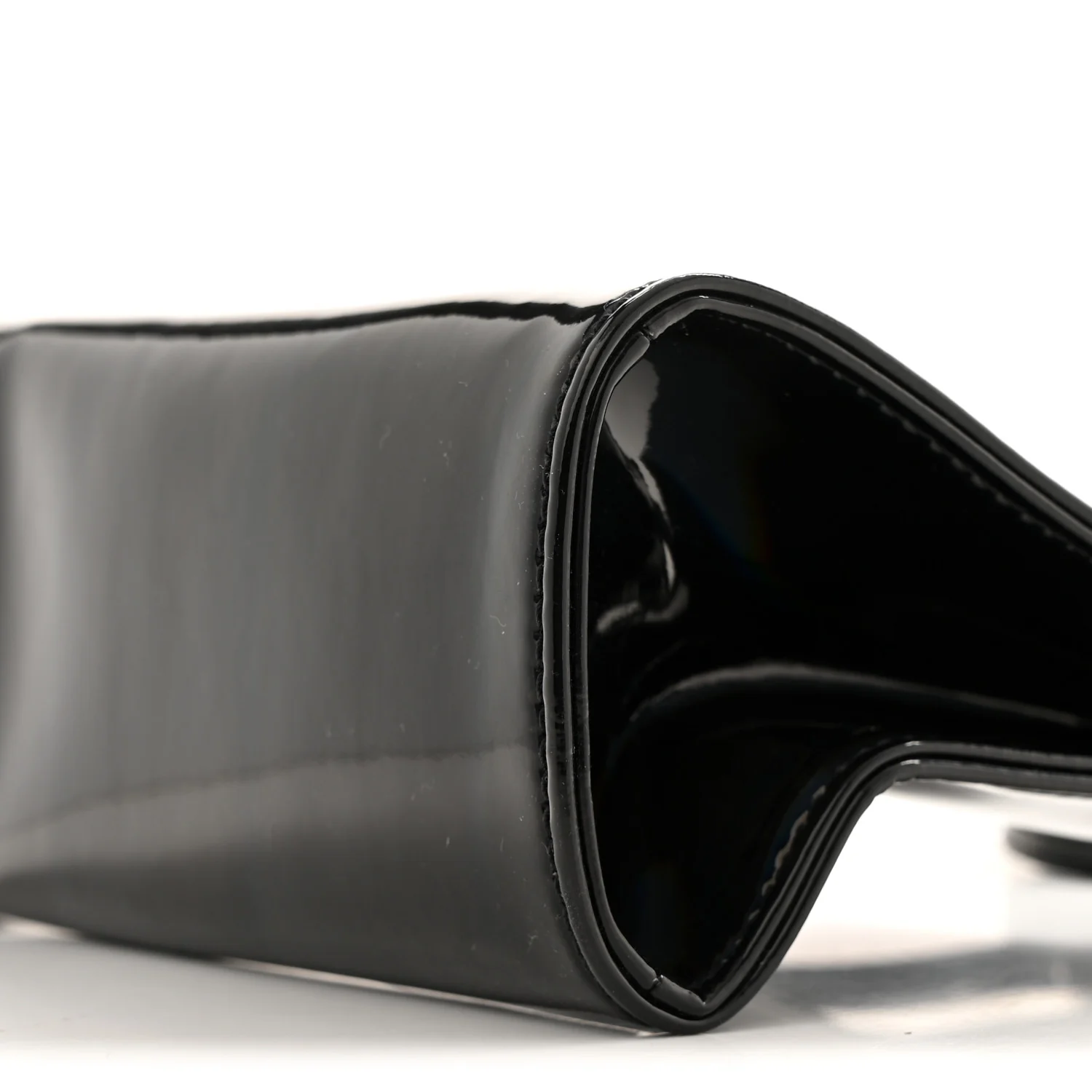 Patent Vegan Leather Small Shopping Bag Black Rainbow