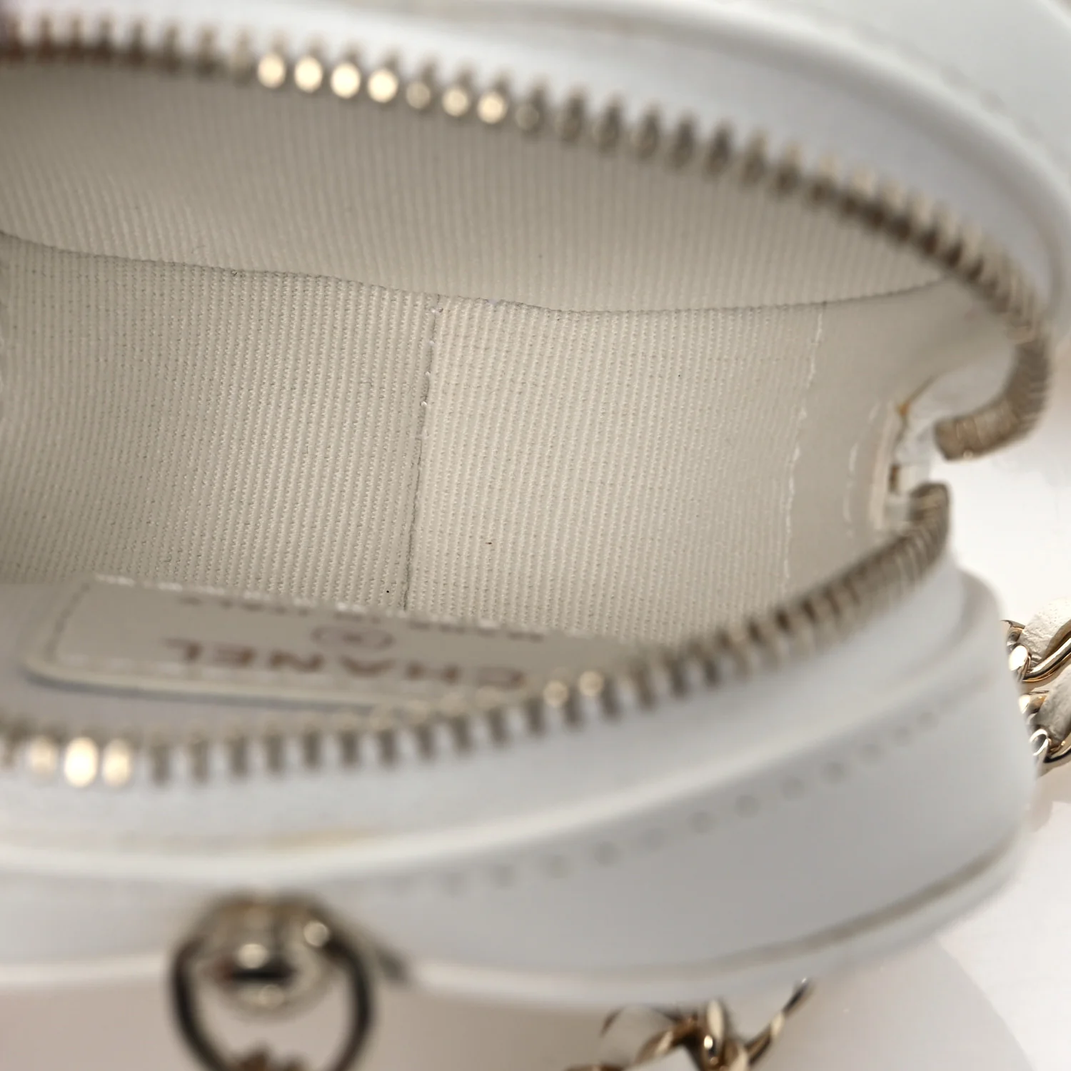 Lambskin Quilted CC In Love Heart Coin Purse With Chain White