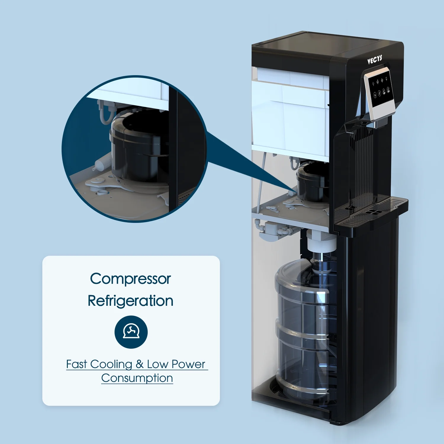 3 5 gal Bottom Loading Cold Water Cooler with Ice Supply, 18LBS Daily Ice Making Image 5
