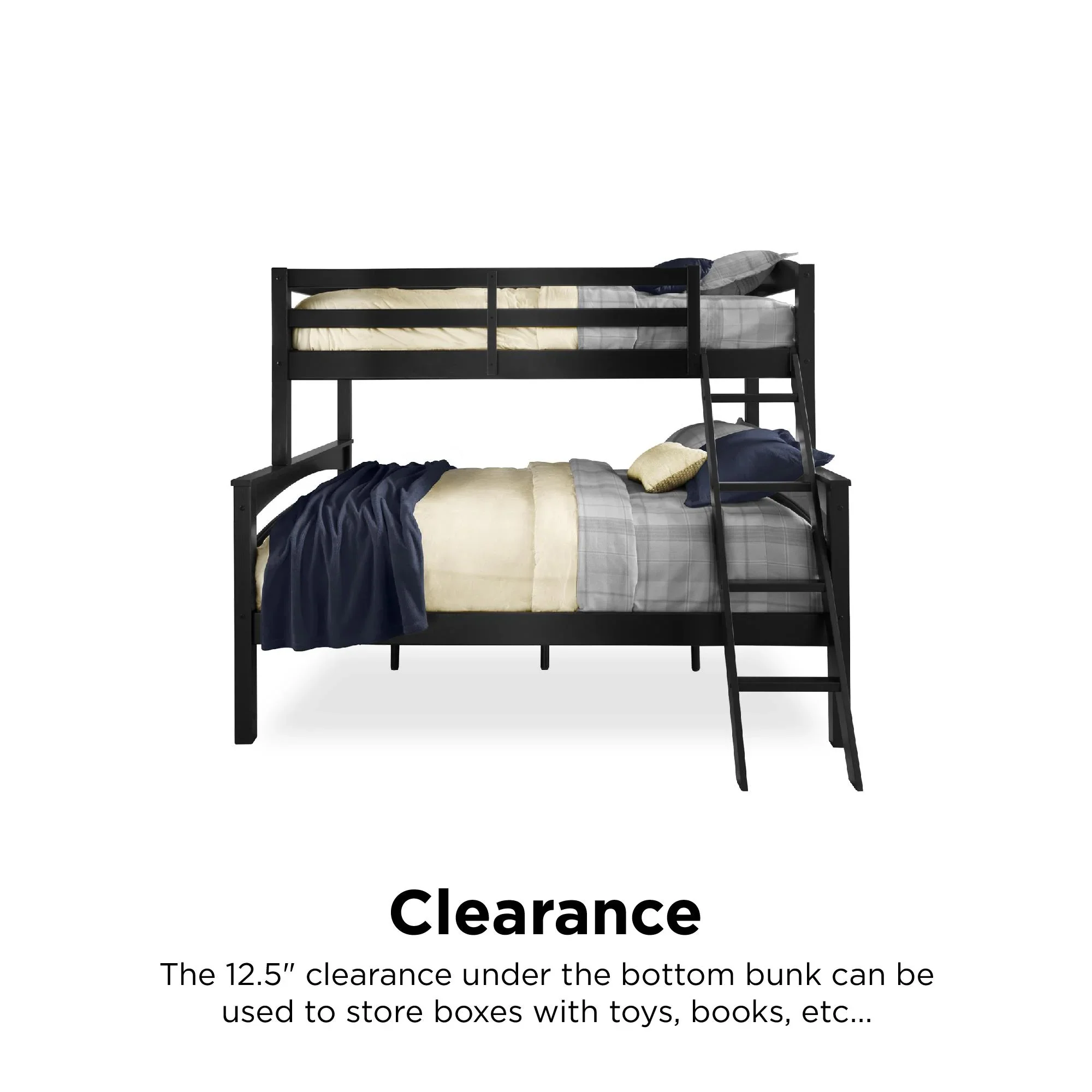 Better Homes & Gardens Leighton Kids' Convertible Twin-Over-Full Bunk Bed, Gray