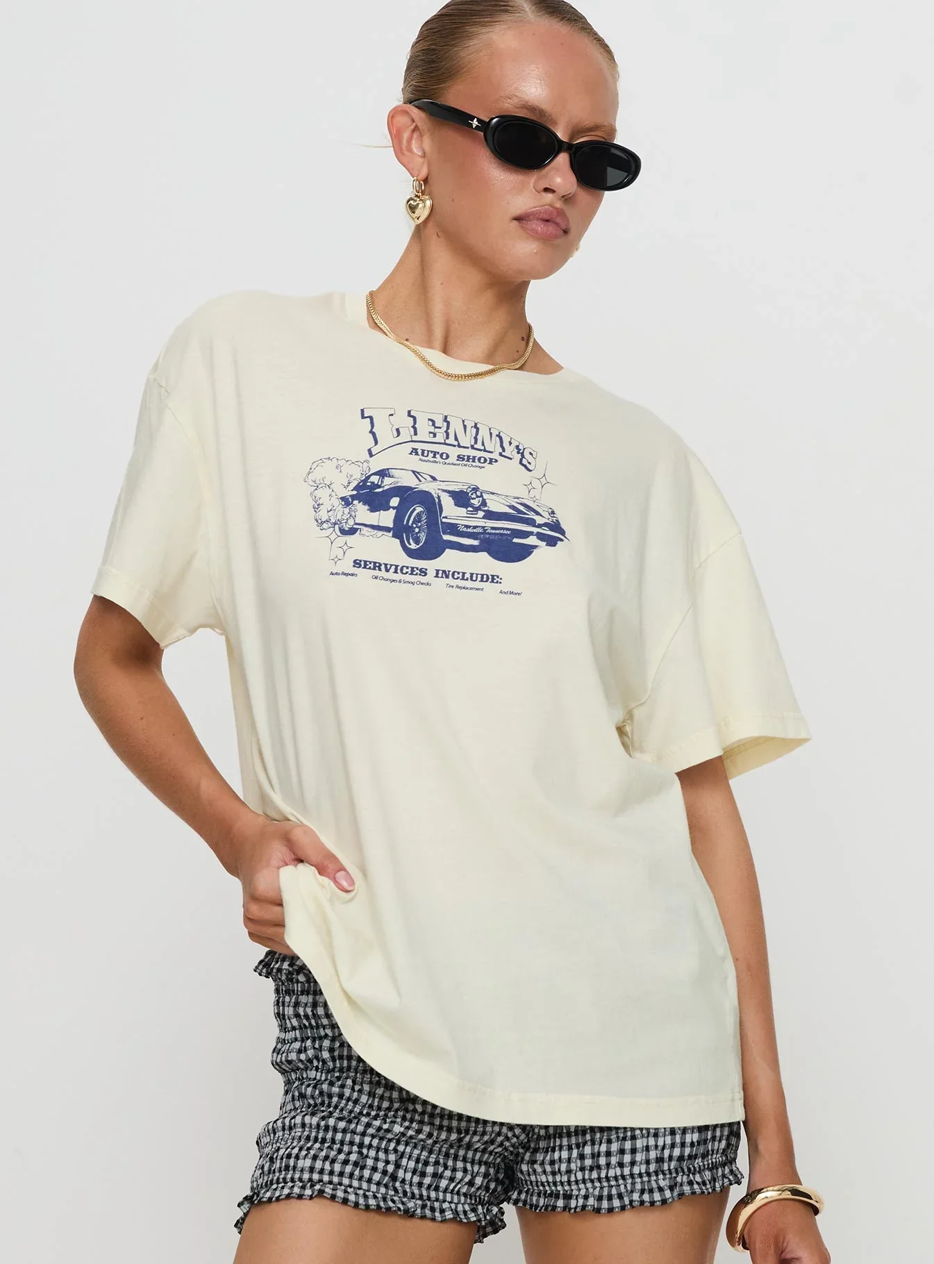 Lennys Auto Oversized Tee Cream