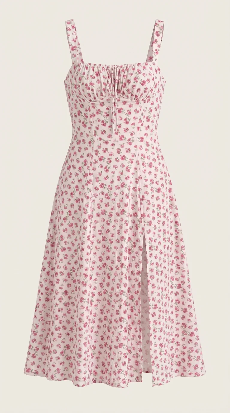 Robe midi fleurie pour femmes, idéale pour les invitées de mariage