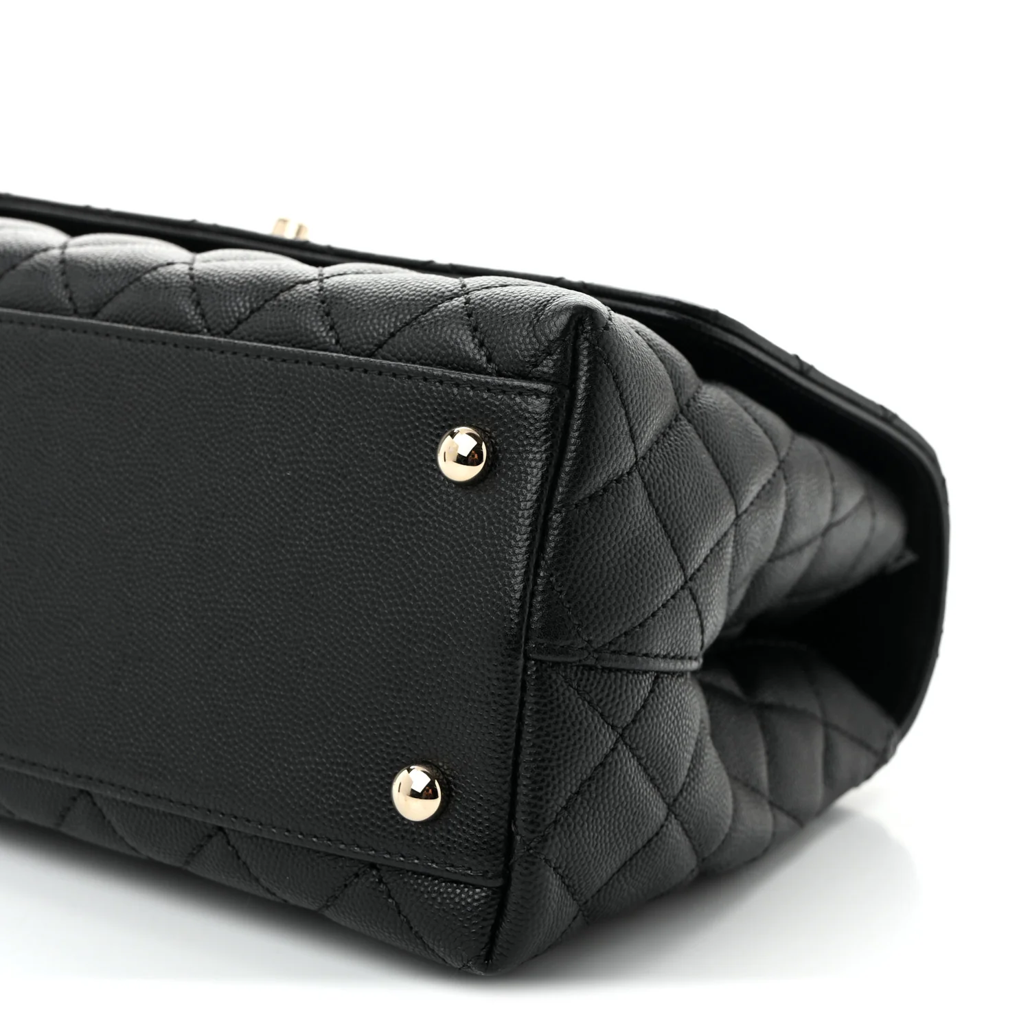 Caviar Quilted Small Coco Handle Flap Black