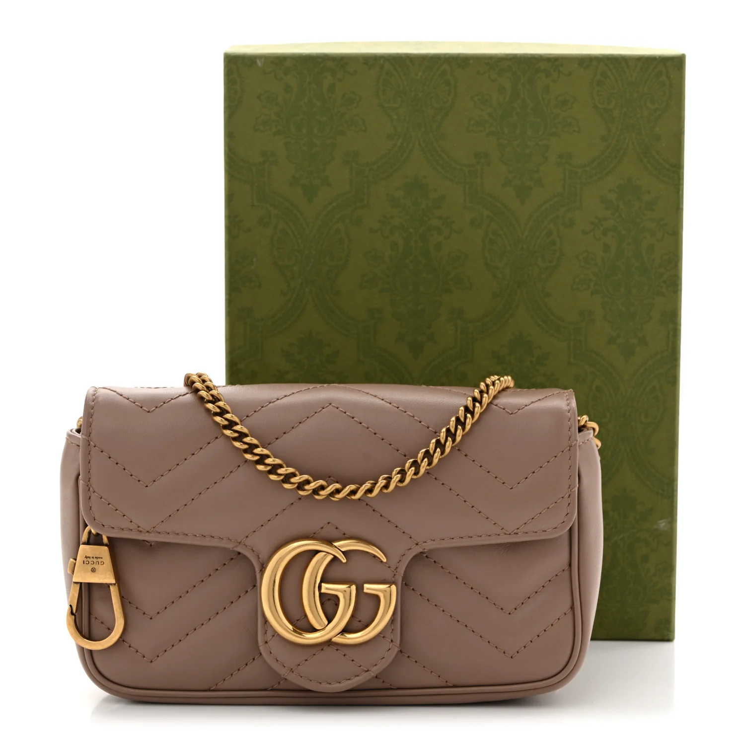 Calfskin Matelasse Super Mini GG Marmont Shoulder Bag Porcelain Rose