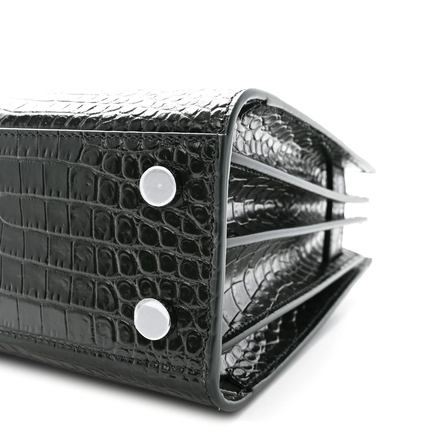 Calfskin Crocodile Embossed Nano Sac De Jour Dark Green