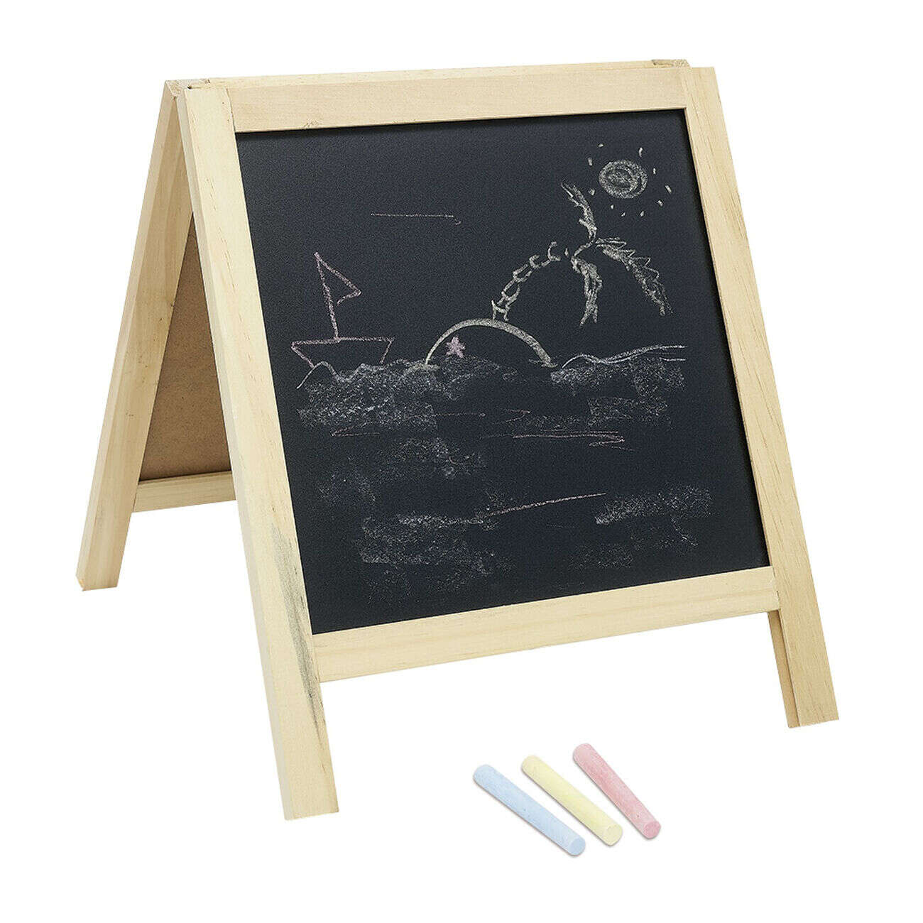 Tableau ardoise bois 1 côté magnétique 1 côté craie L26,5xH32cm